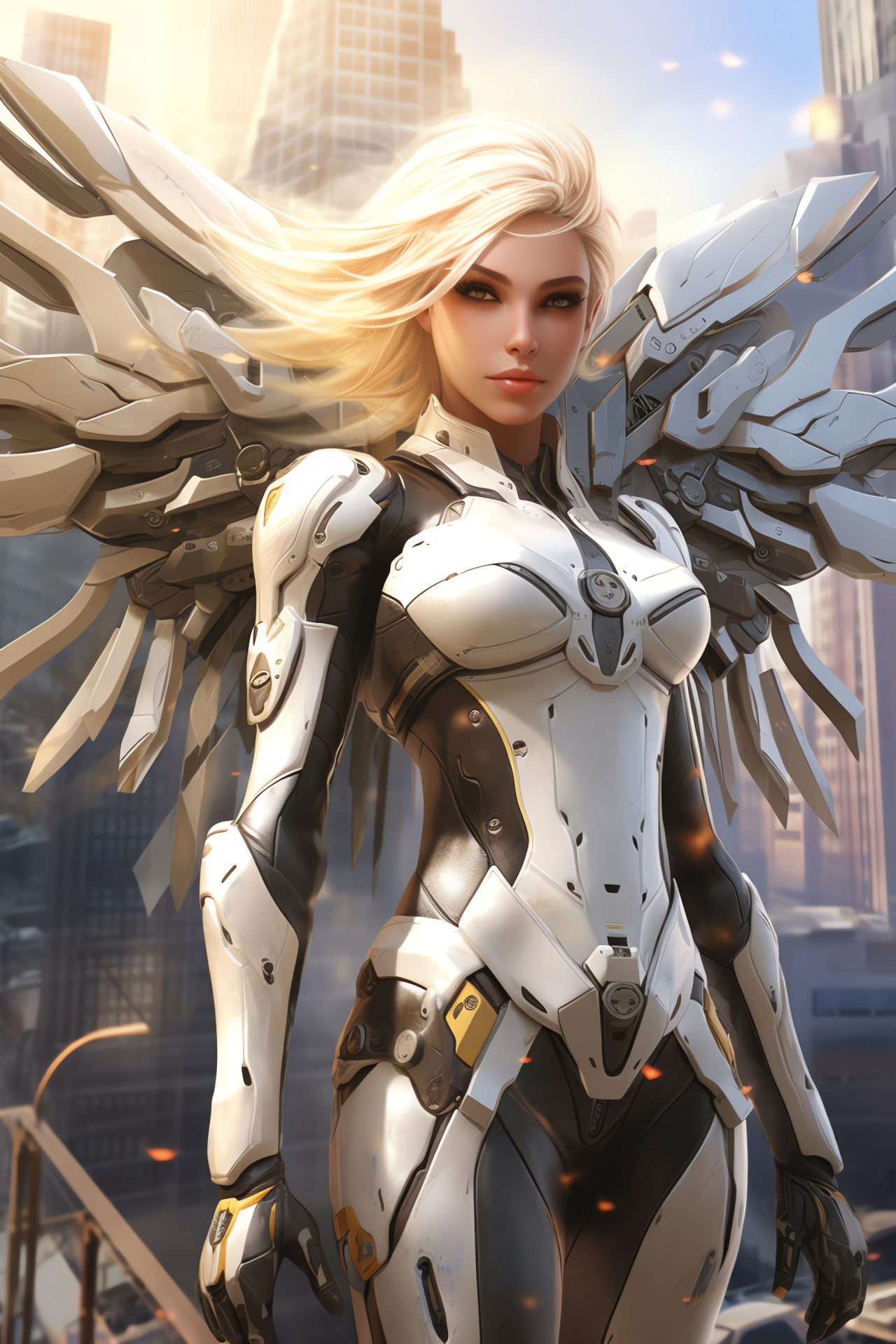 Overwatch Mercy, Gaming character, Valkyrie skin, Healer, Fantasy game, HD Phone Image