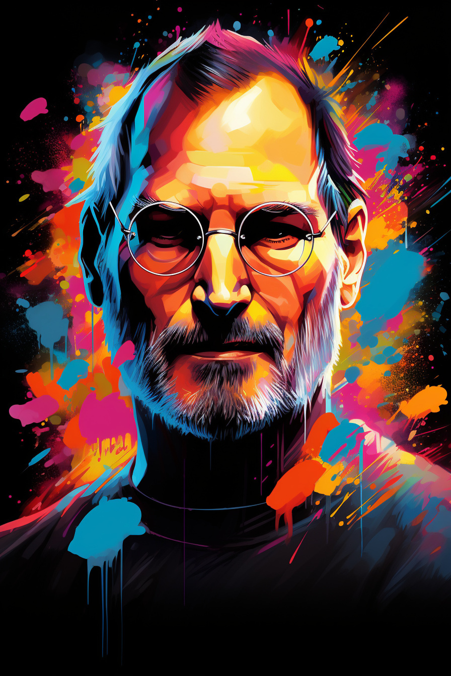 Steve Jobs, Digital portrait, Iconic CEO, Tech art, Digital visionary, HD Phone Image