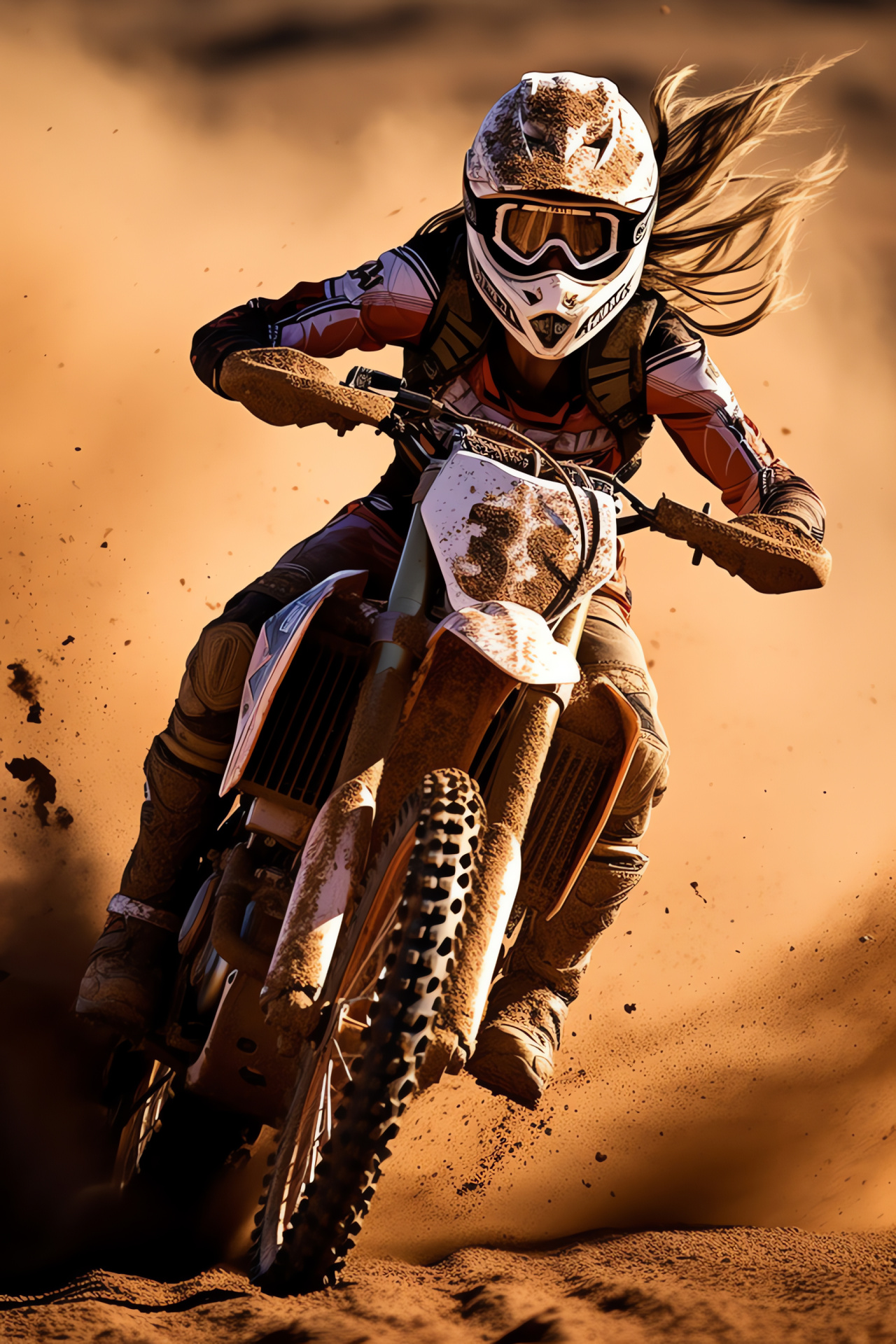 Supercross racers action, Desert dunes adventure, Tinted outfit design, Motorbike agility, Precision riding, HD Phone Image