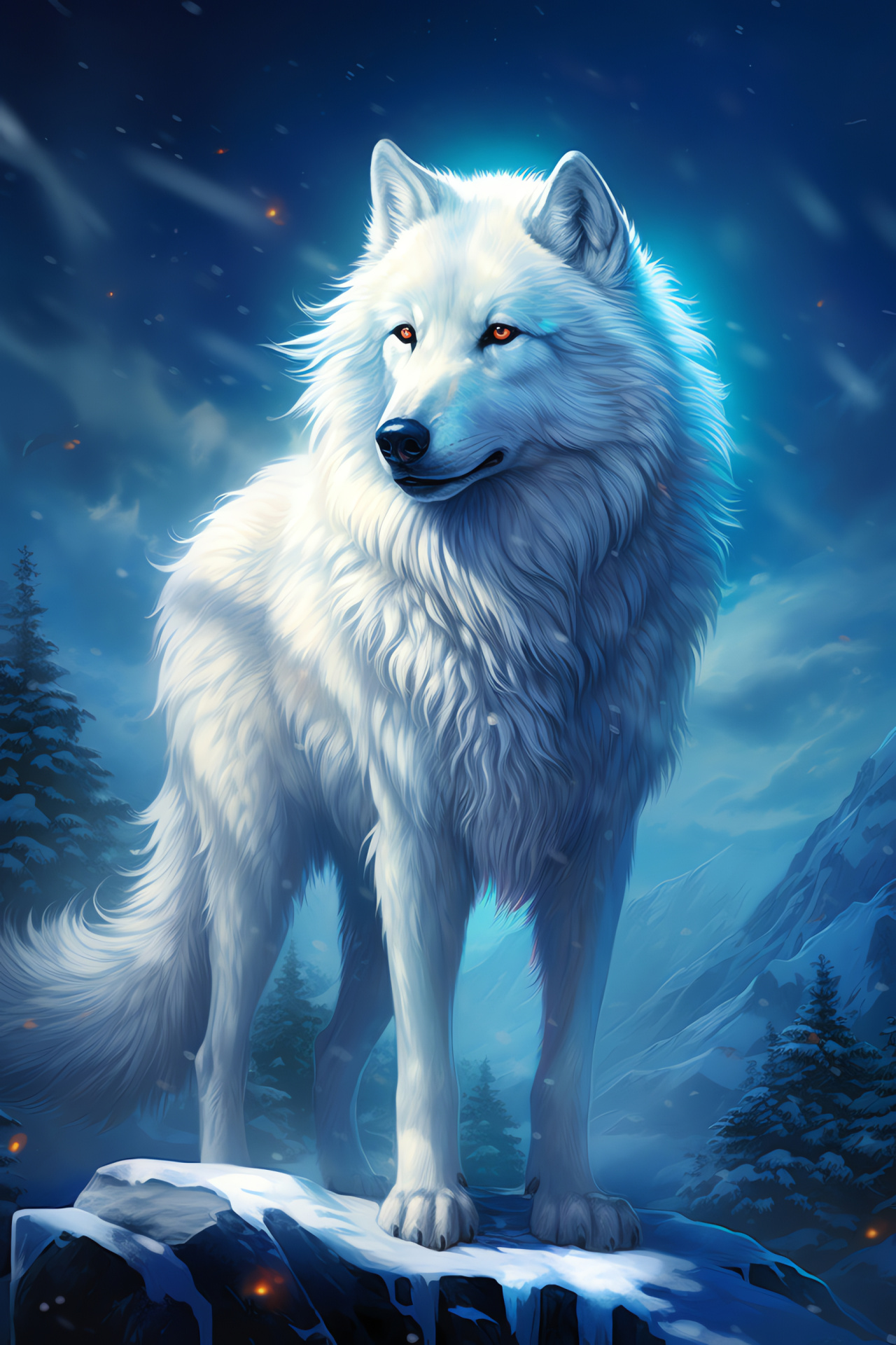 White Wolf, Canine predator, Northern wildlife, Forest animals, Ethereal creatures, HD Phone Image