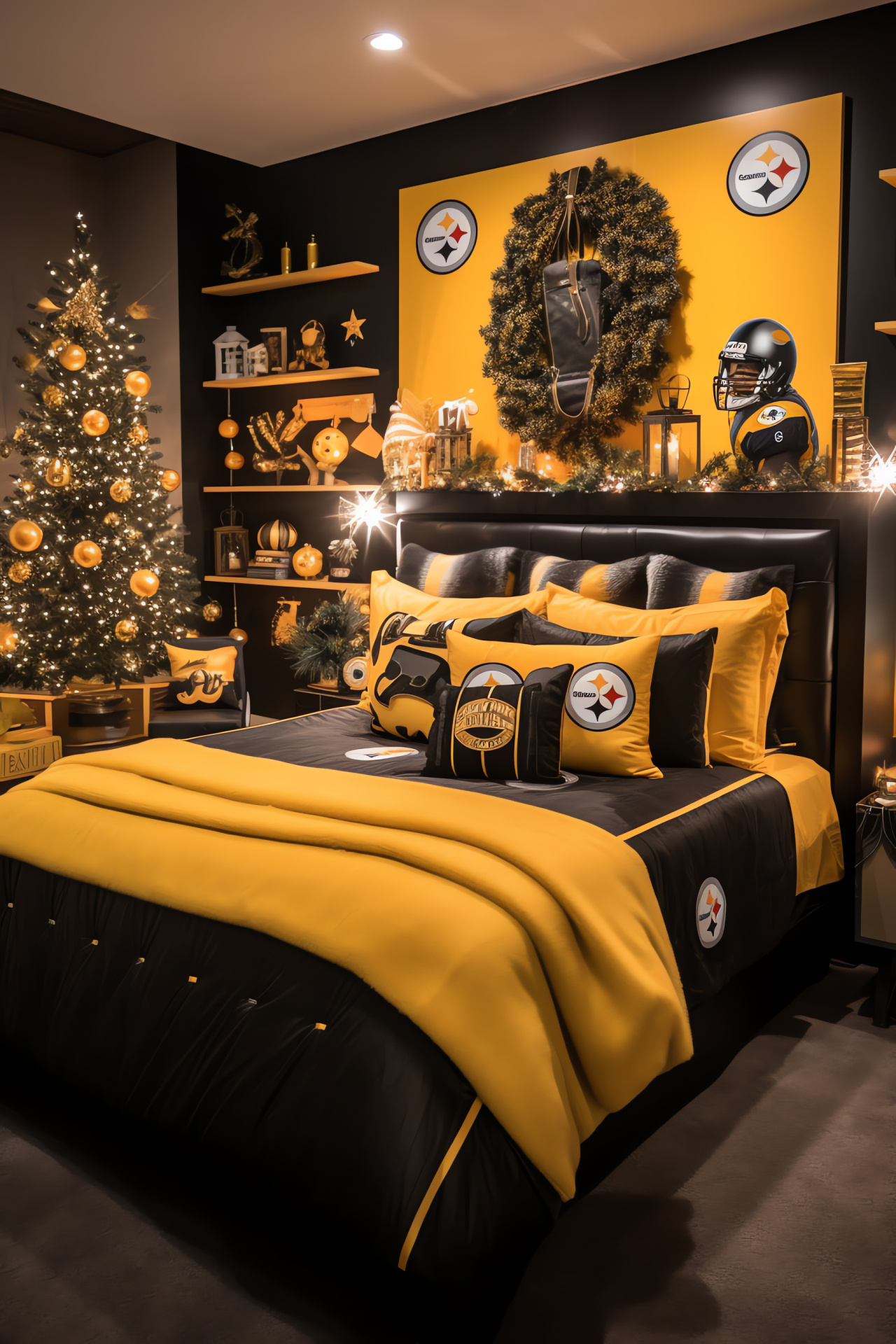 Steelers Christmas, private chamber, enthusiast, autographed imagery, contrasting linens, HD Phone Image