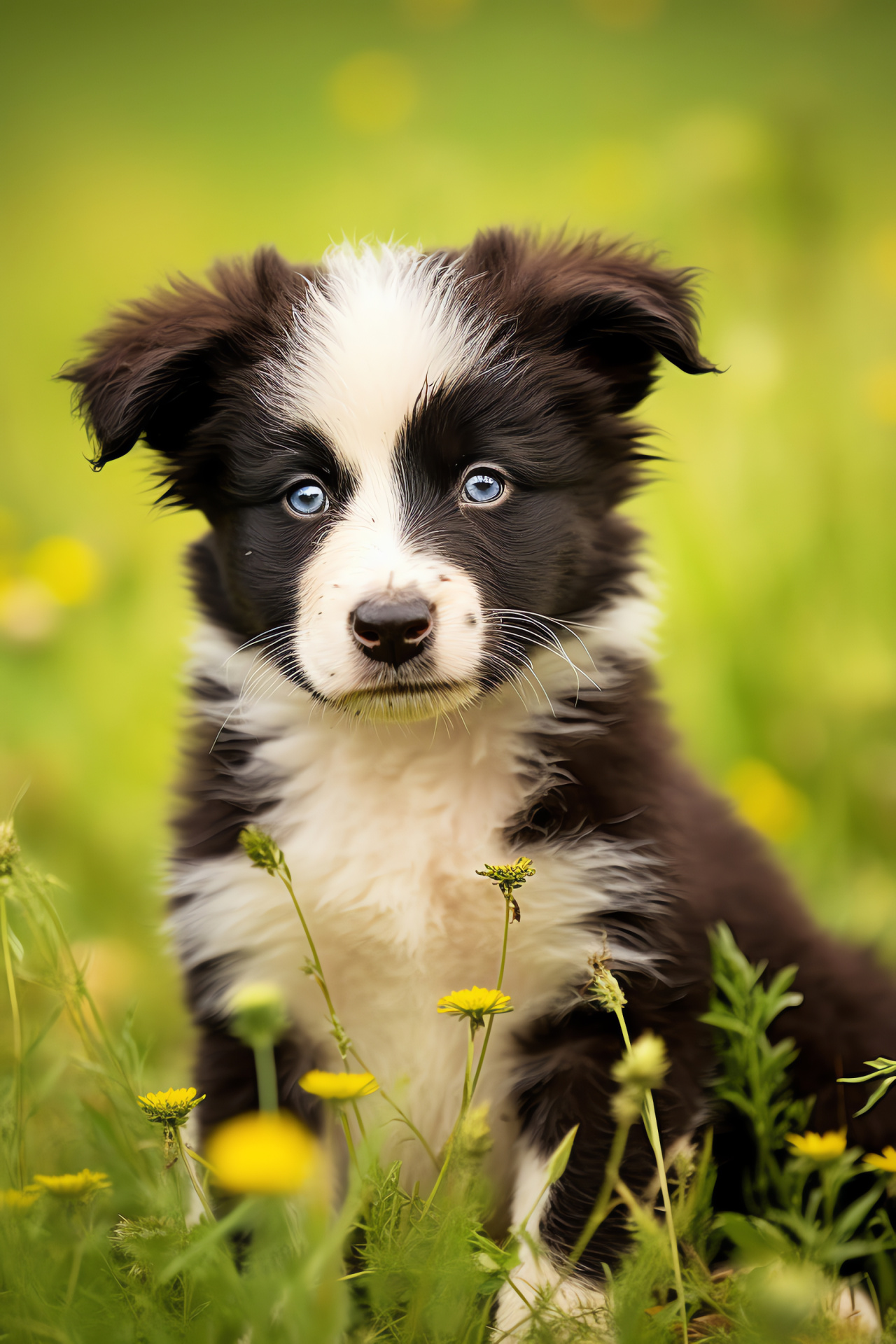 Border Collie puppy, canine markings, pet breed, fluffy friend, black and white, HD Phone Image