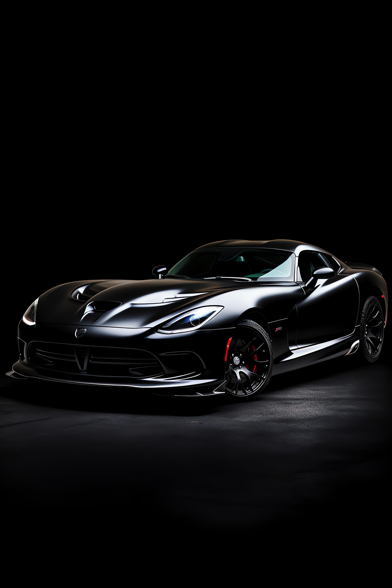 Srt Viper elegance, 2014 edition, Glossy finish, Luxury sports car, Black surroundings, HD Phone Wallpaper