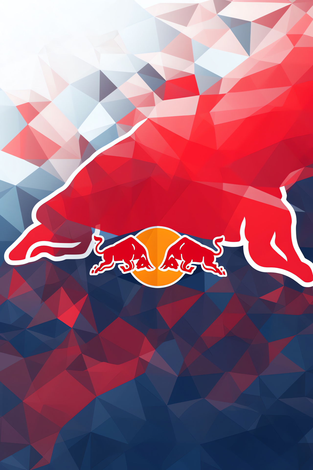 Red Bull brand, Geometrical design theme, Panoramic branding concept, Unique pattern logo, High-energy portrayal, HD Phone Wallpaper