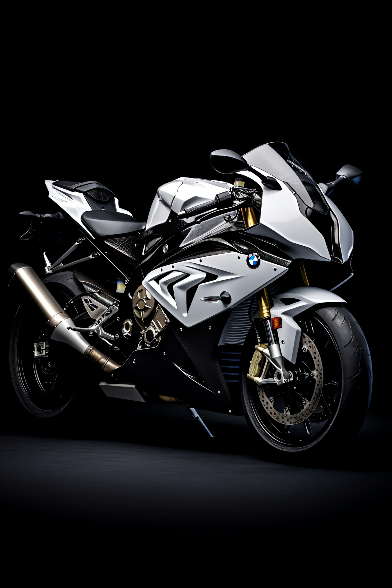 BMW S1000RR, Top-tier superbike, Monochromatic motif, Purity in speed, High-angle capture, HD Phone Image