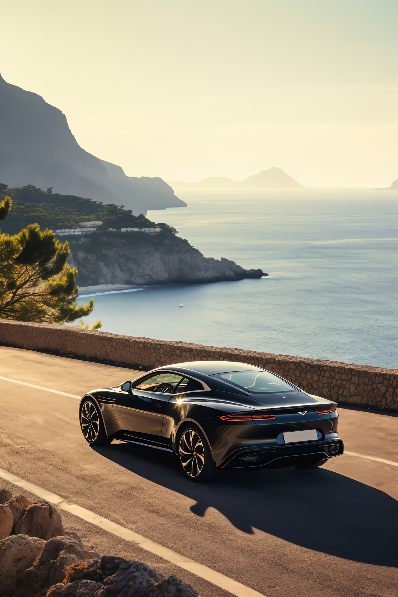 Aston Martin DBS, Superleggera grand tourer, Cte d'Azur setting, Opulent car shade, Seaside route, HD Phone Wallpaper