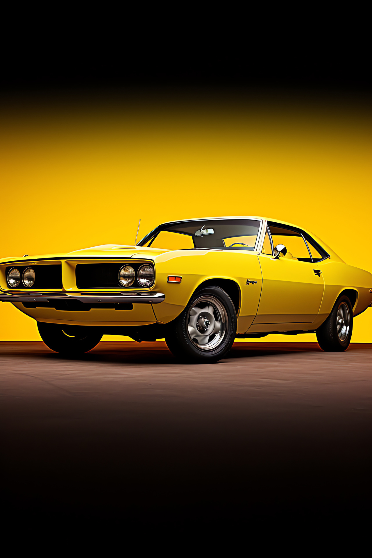 Plymouth Barracuda classic, 1968 model, American muscle, Automotive design, Yellow sports car, HD Phone Wallpaper