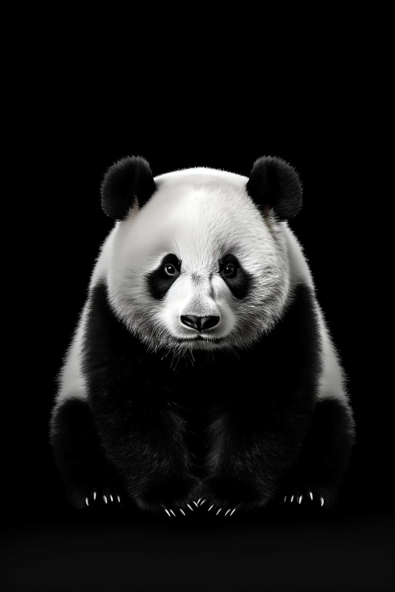 Panda visualization, Contrast fur display, Achromatic environment, Epitome of calm, HD Phone Image