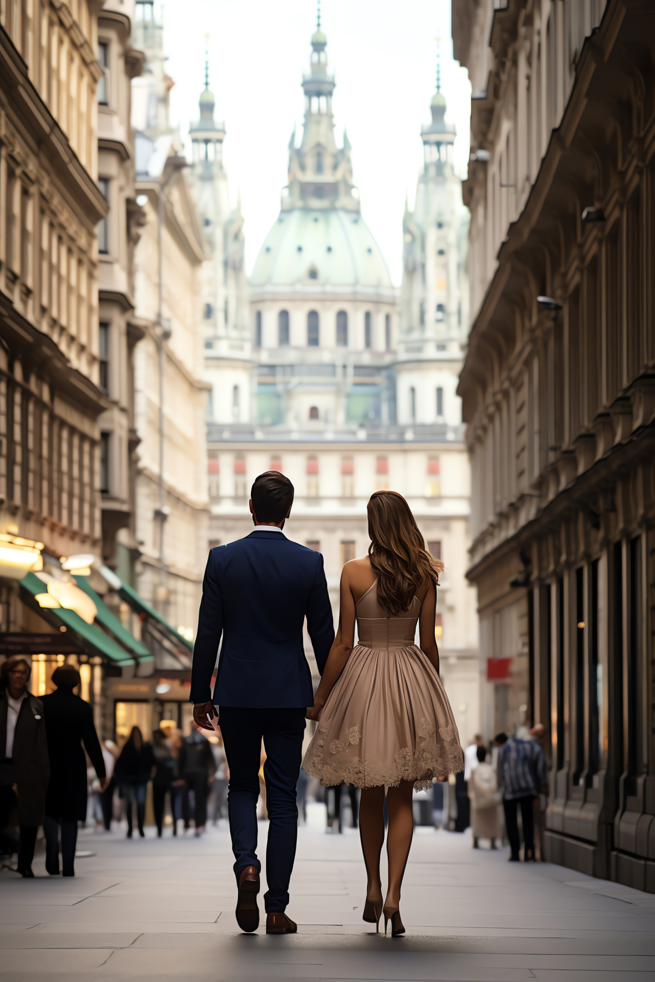 Viennese anniversary, Amorous pair, Austrian streetscapes, Imperial residences, Grandiose settings, HD Phone Image