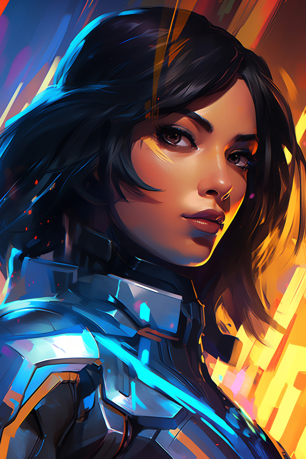 Pharah battle position, Overwatch fierce shooter, Weapon readiness, Character distinct feature, Game illustration impact, HD Phone Image