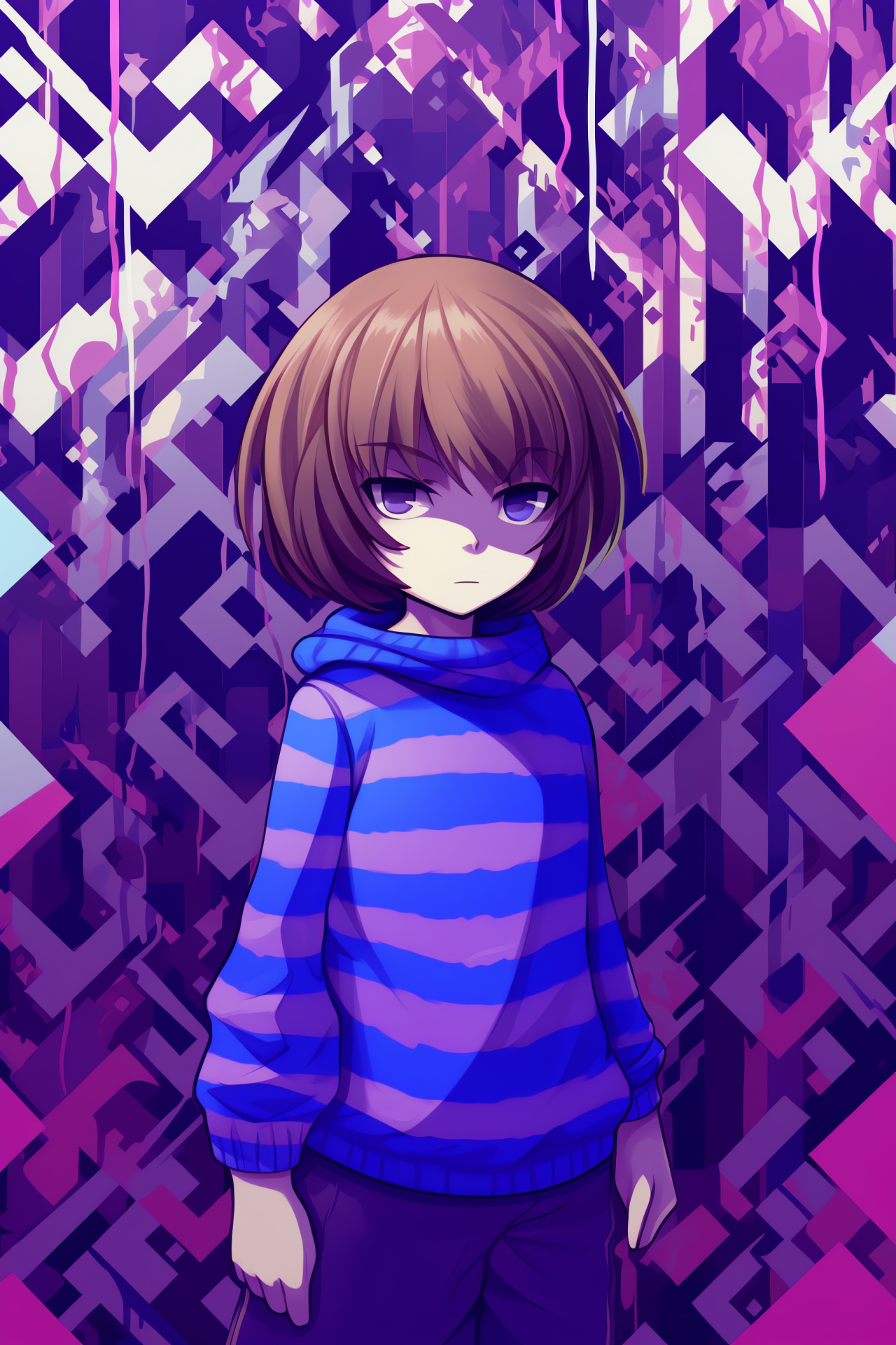 Undertale journey, Adventurer Frisk, Purple gaze, Epic quest, Mysterious narrative, HD Phone Image