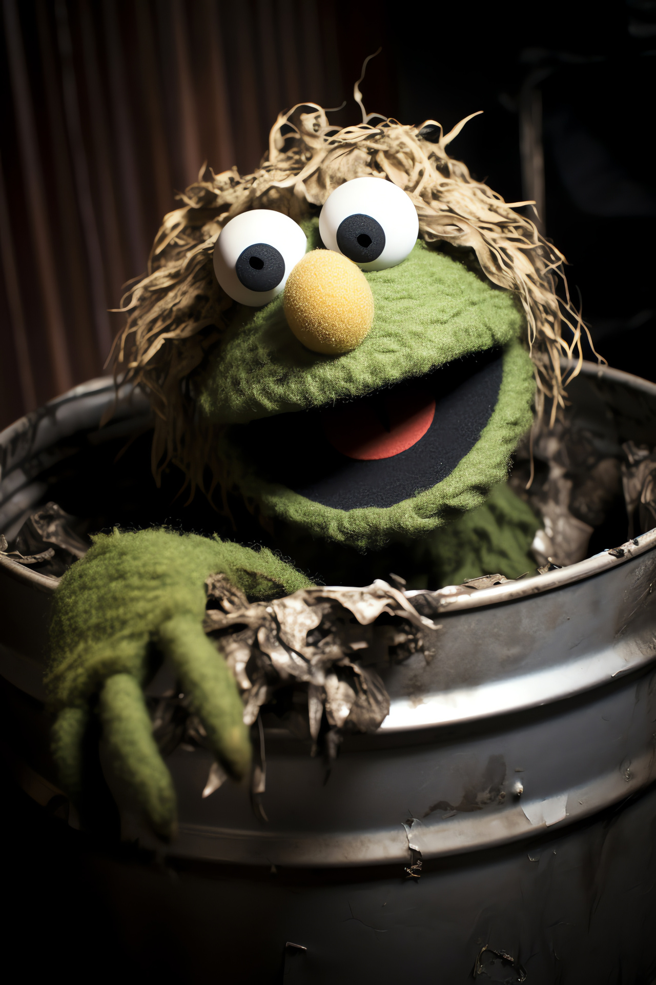 Oscar the Grouch, Sesame Street character, Muppet in trash can, Caroll Spinney, Puppet with broken toys, HD Phone Image