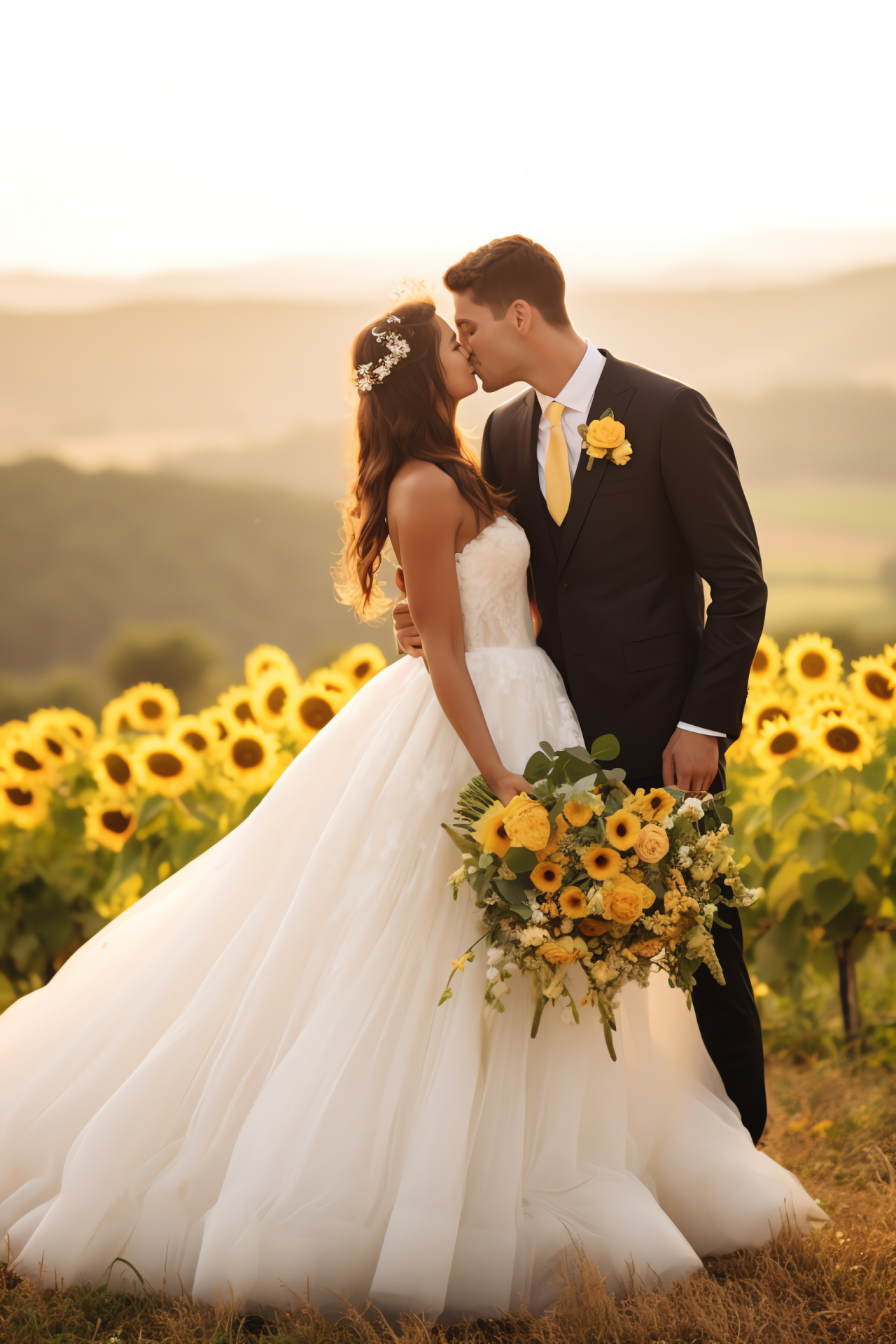 Vineyard wedding flora, Marital event, Winery backdrop, Loving newlyweds, Viticulture landscape, HD Phone Image