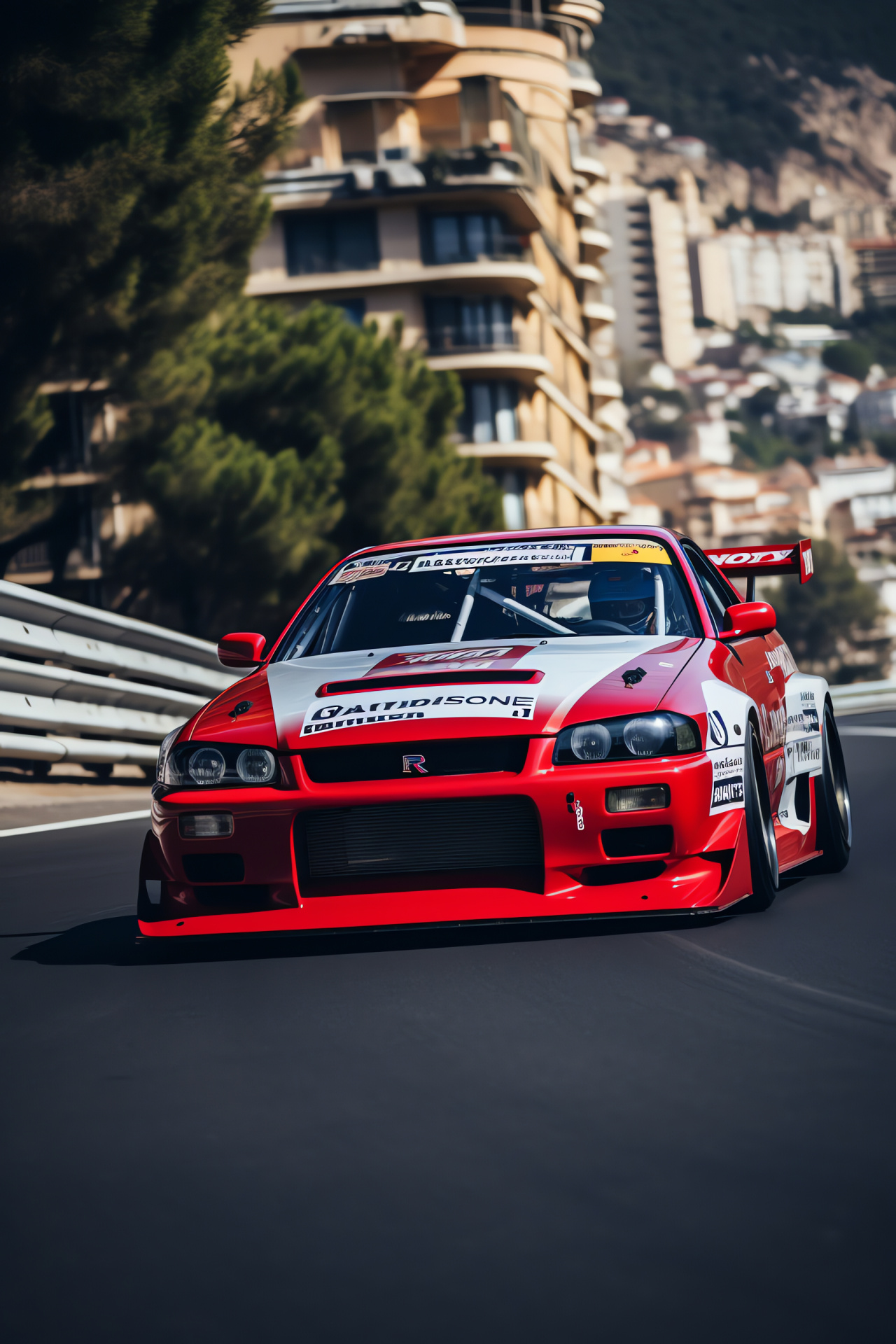 Nissan Skyline GTR R33, Monaco racing circuit, Motorsport legacy, Fender flares, Downforce design, HD Phone Wallpaper