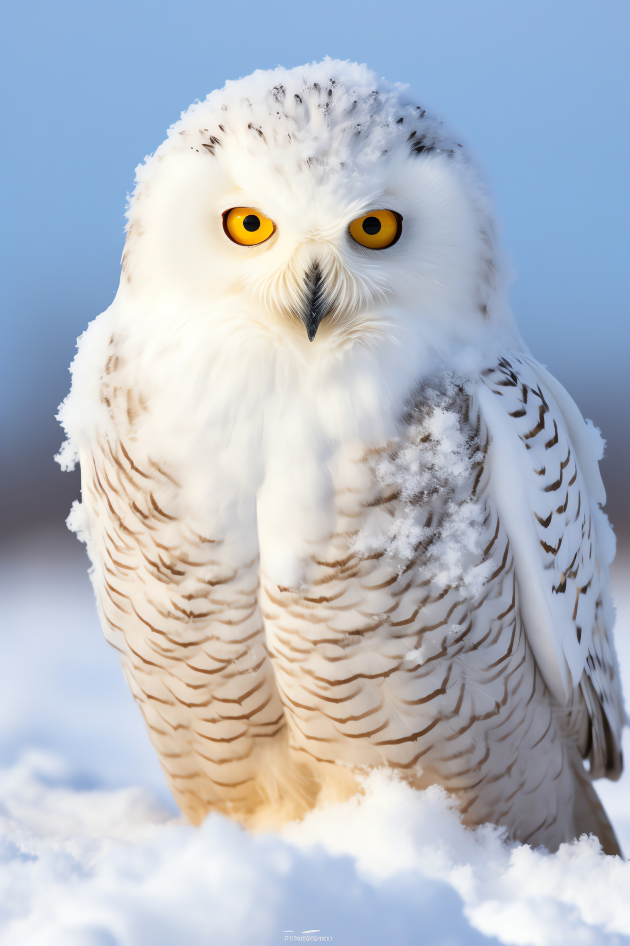 Fluffy Snowy Owl, White raptor, Bubo scandiacus, Arctic avian, Bird in nature, HD Phone Wallpaper