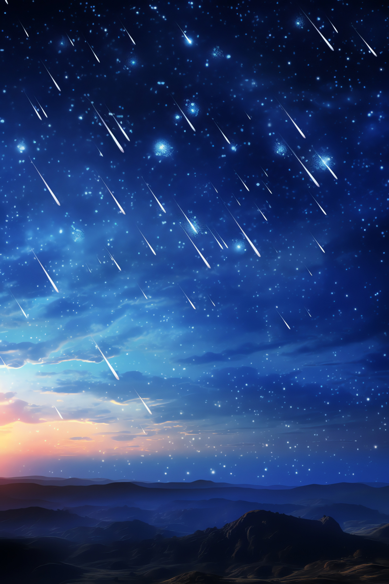 Celestial stars tapestry, Outer space vastness, Cosmic event streaks, Meteor celestial show, Panoramic sky tableau, HD Phone Wallpaper