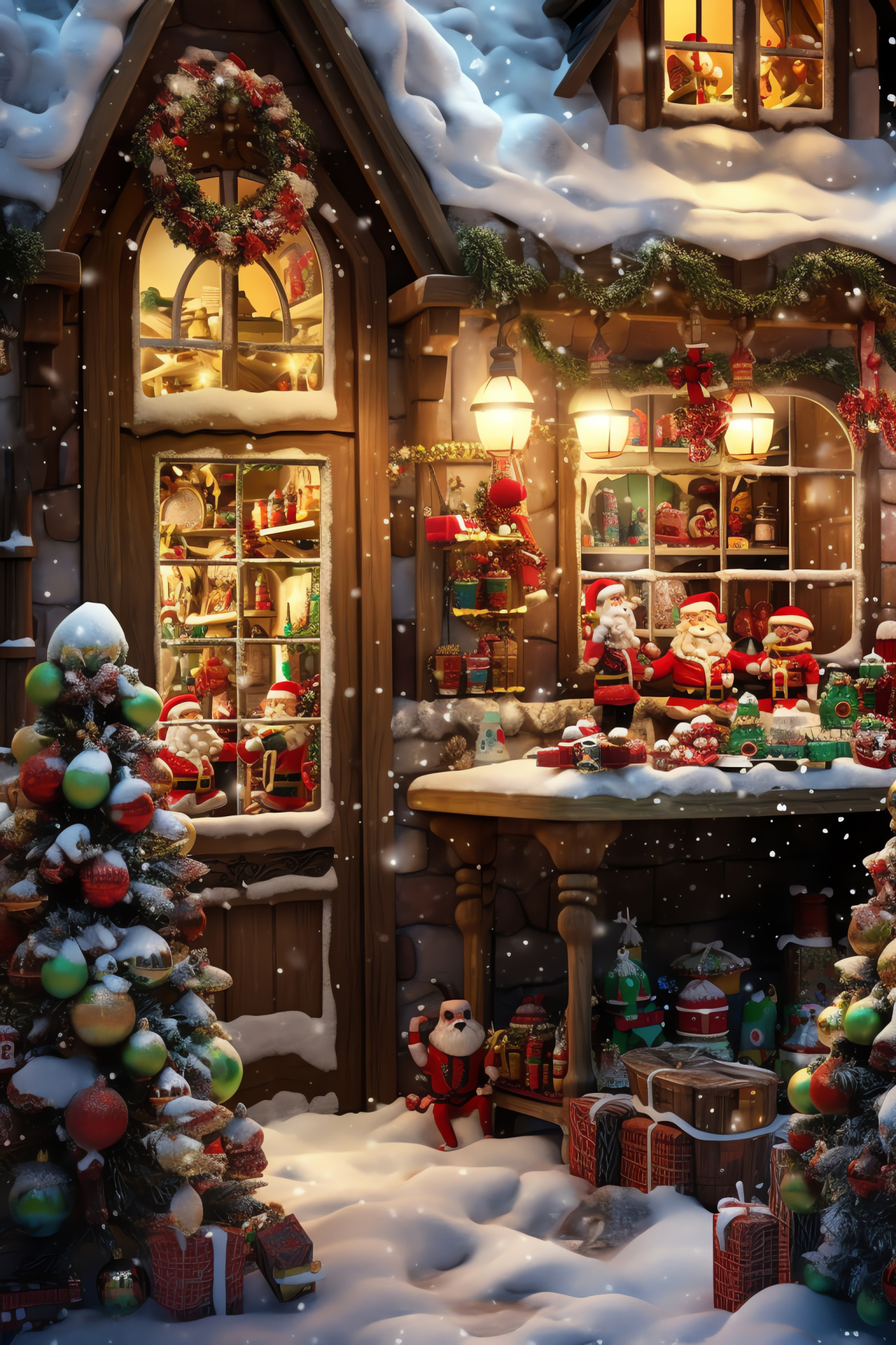 Microsoft animated theme, North Pole realm, Toy constructors, Figurine creation, Plaything assembly, HD Phone Image