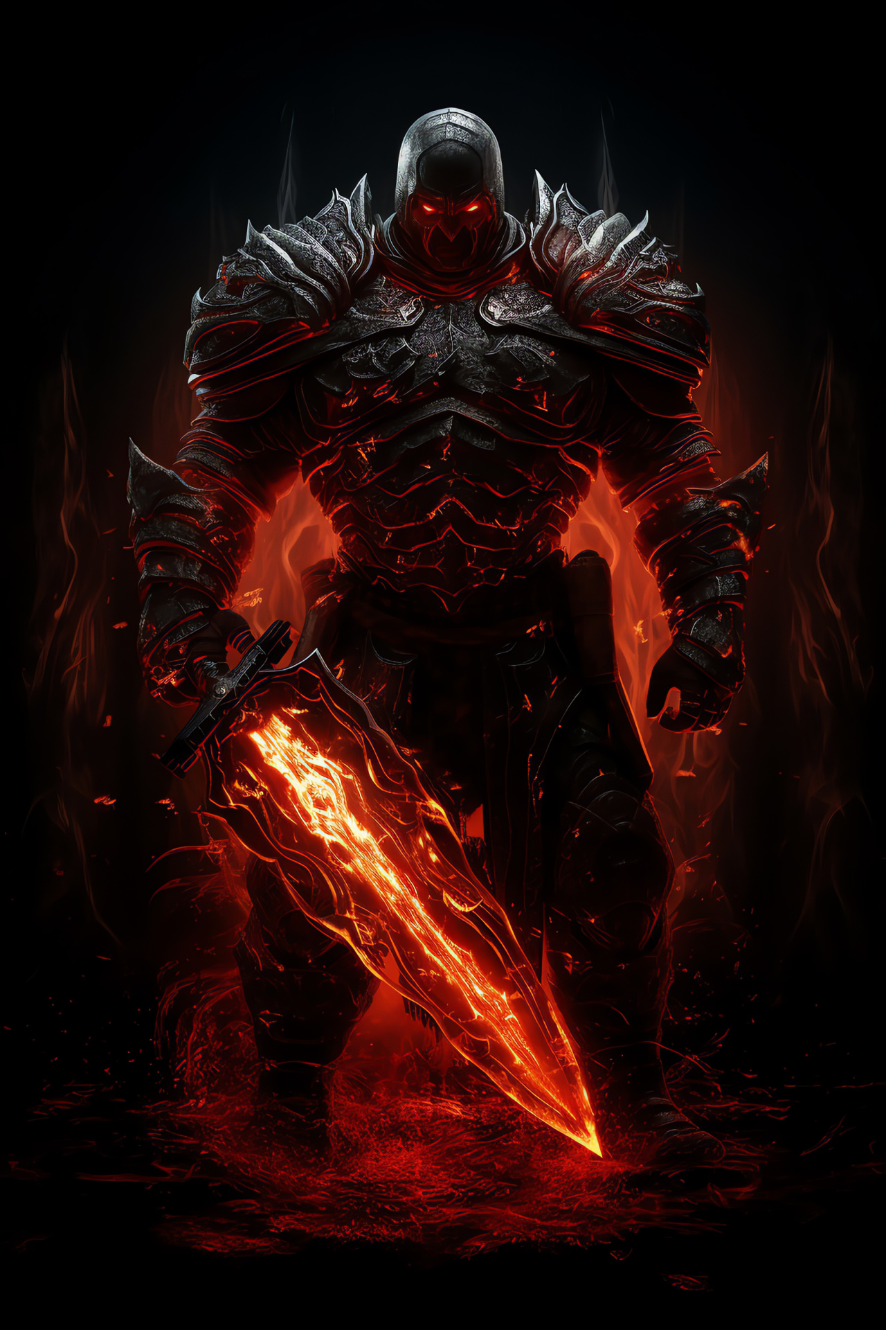 Game figure Juggernaut, Formidable game presence, Massive armored look, Glowing eyes, Gaming realm, HD Phone Wallpaper