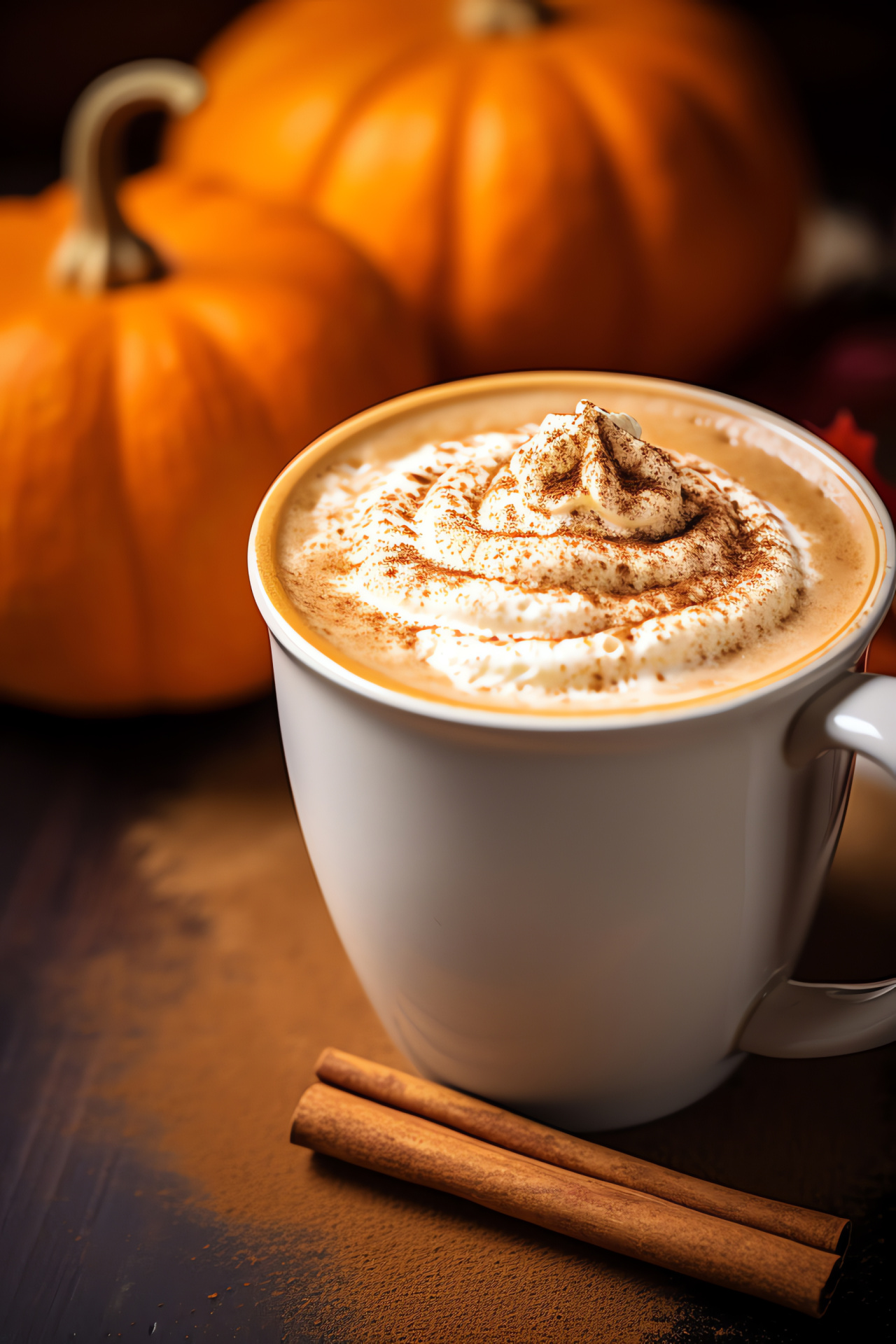 Autumn beverage favorite, Spiced warm drink, Seasonal latte comfort, Cinnamon scent, Cozy fall mood, HD Phone Wallpaper