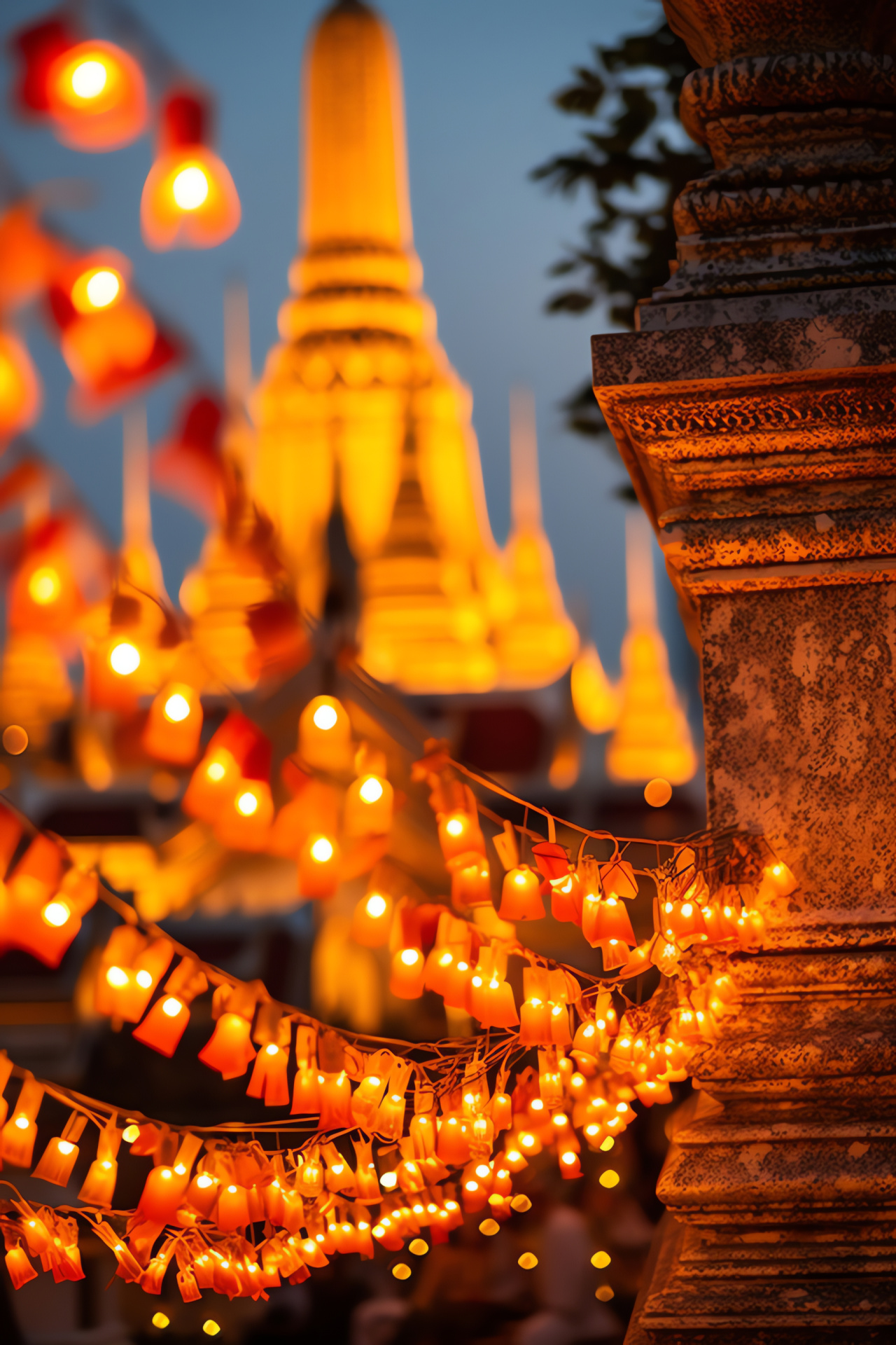 Bangkok festivities, Wat Arun temple, New Year celebrations, Cultural traditions, Thai landmarks, HD Phone Wallpaper