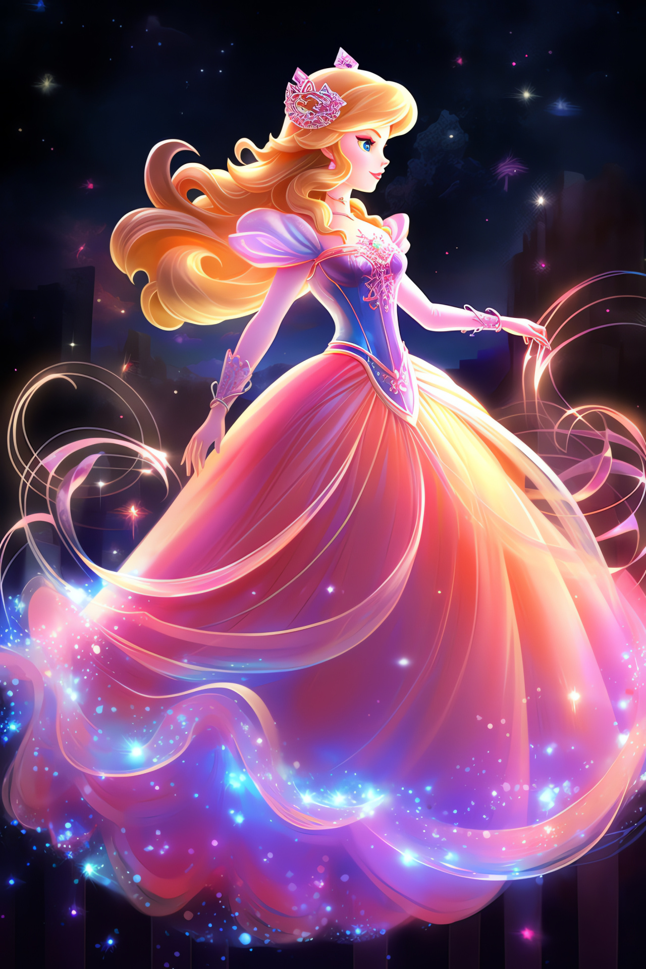 Princess Peach magical scene, Super Princess Peach, Regal gaming atmosphere, Mushroom kingdom, Heroine charisma, HD Phone Wallpaper