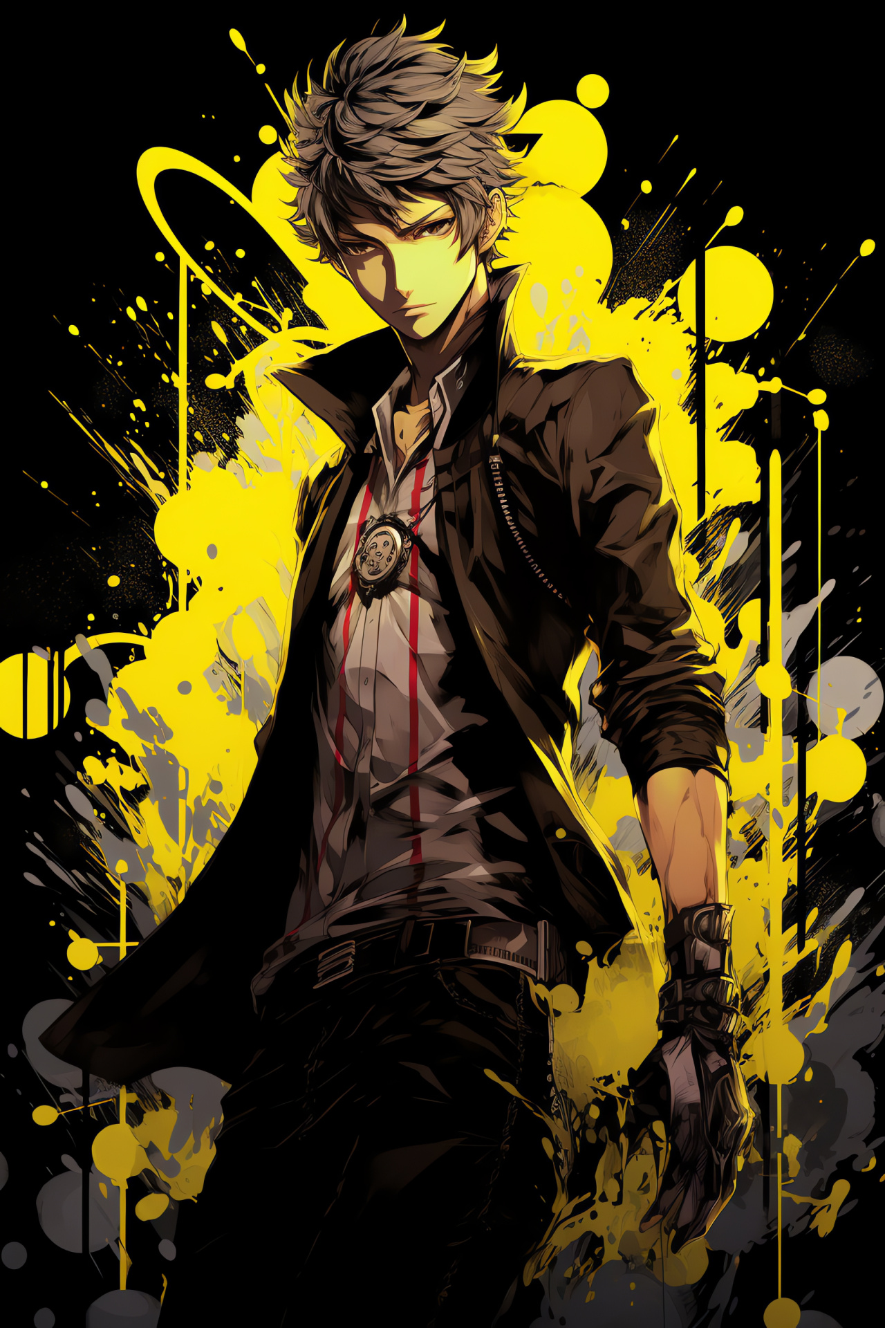 Kanji Tatsumi Persona, Tough exterior, Blond spikes, Leather rebellion, Shadow-fighter attire, HD Phone Image