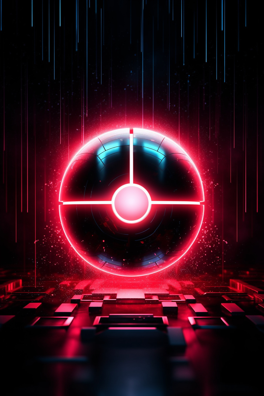 Futuristic Pokeball, Electroluminescent wireframe, Neon spectrum, Anti-gravity sphere, Ethereal design, HD Phone Wallpaper