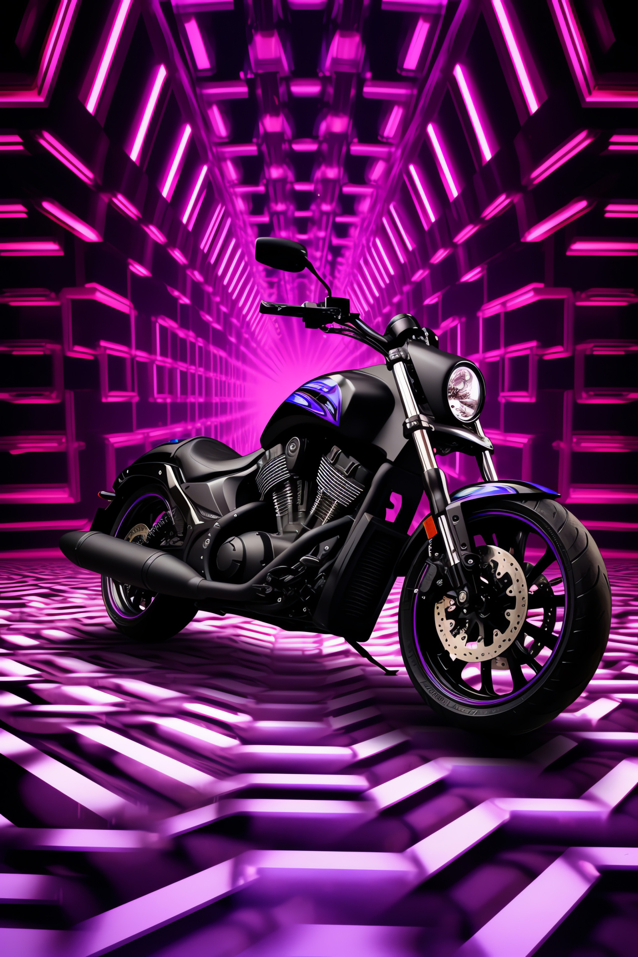 Victory Vegas Jackpot bike, Purple black motorcycle, Cruiser style, Abstract backdrop, Road performance, HD Phone Wallpaper