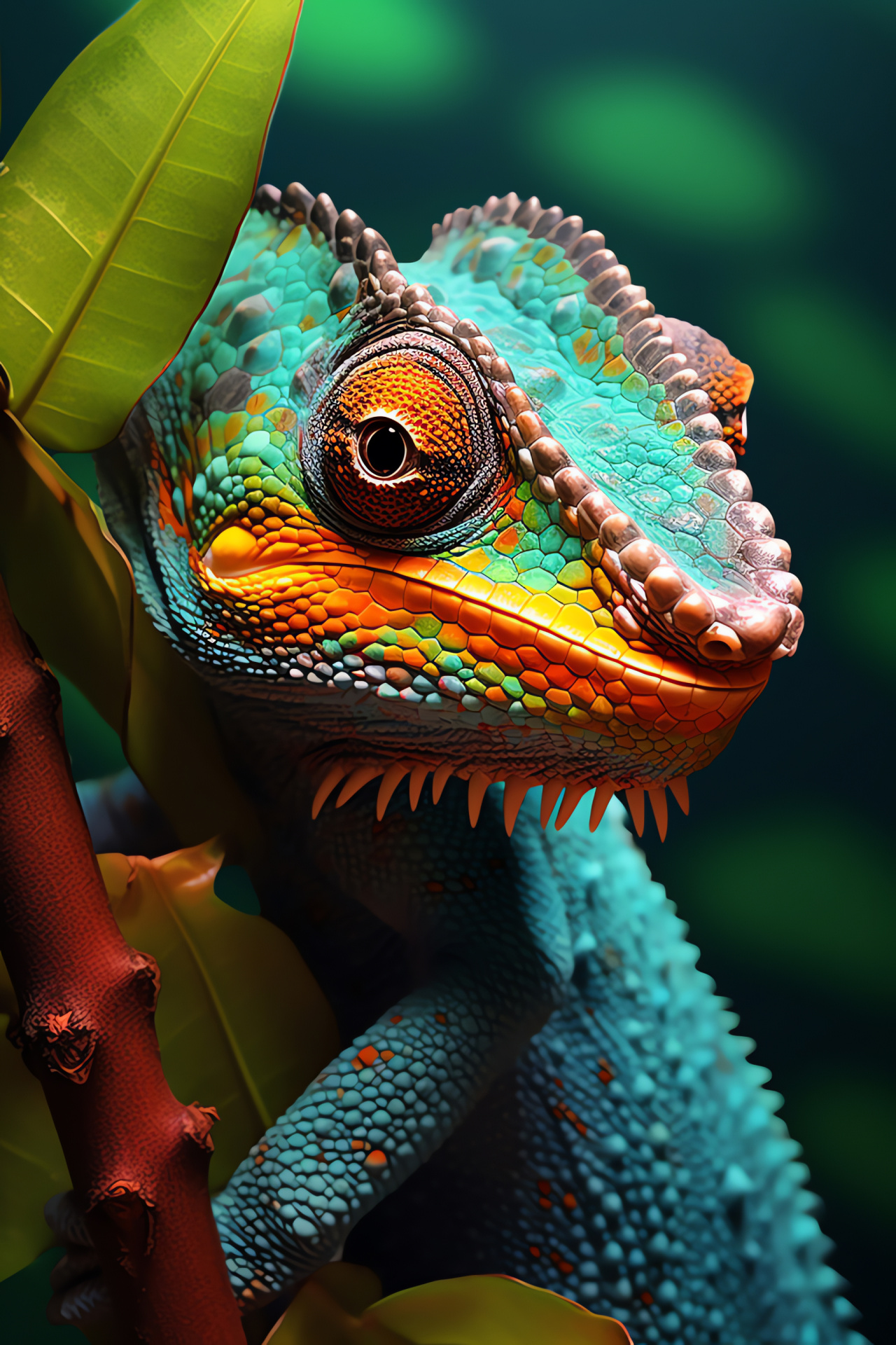 Chameleon, Exotic reptile, Camouflage expert, Tropical habitat, Arboreal creature, HD Phone Image