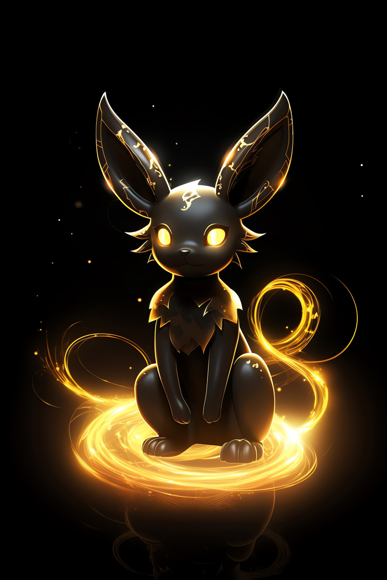 Umbreon evolution, Dark-type phase, Golden accents, Nocturnal Pokemon, Evolutionary lineage, HD Phone Image