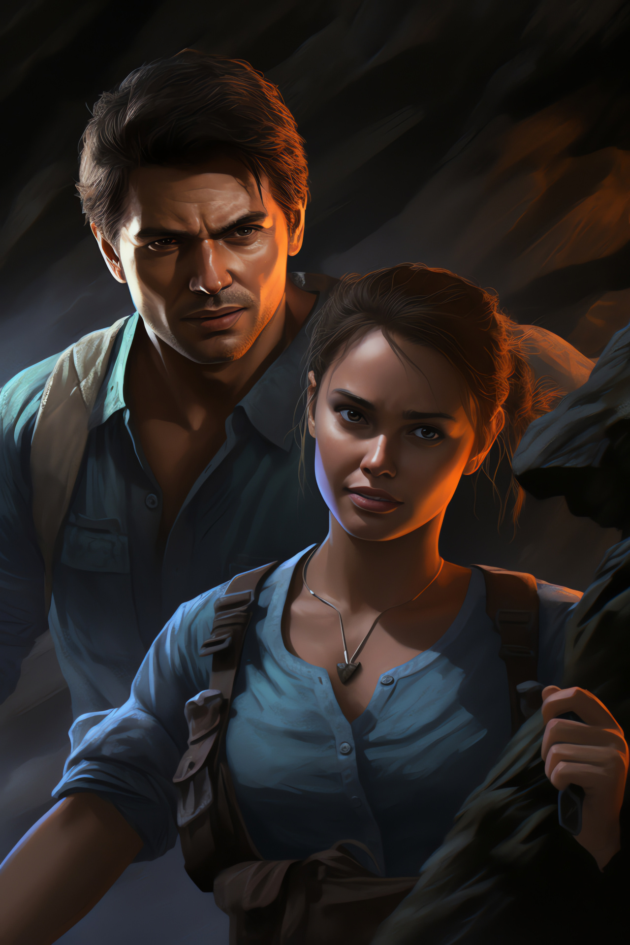 Adventure series Uncharted, Protagonists Nathan and Elena, Treasure-seeking partners, Action-adventure genre, Dynamic gameplay, HD Phone Wallpaper