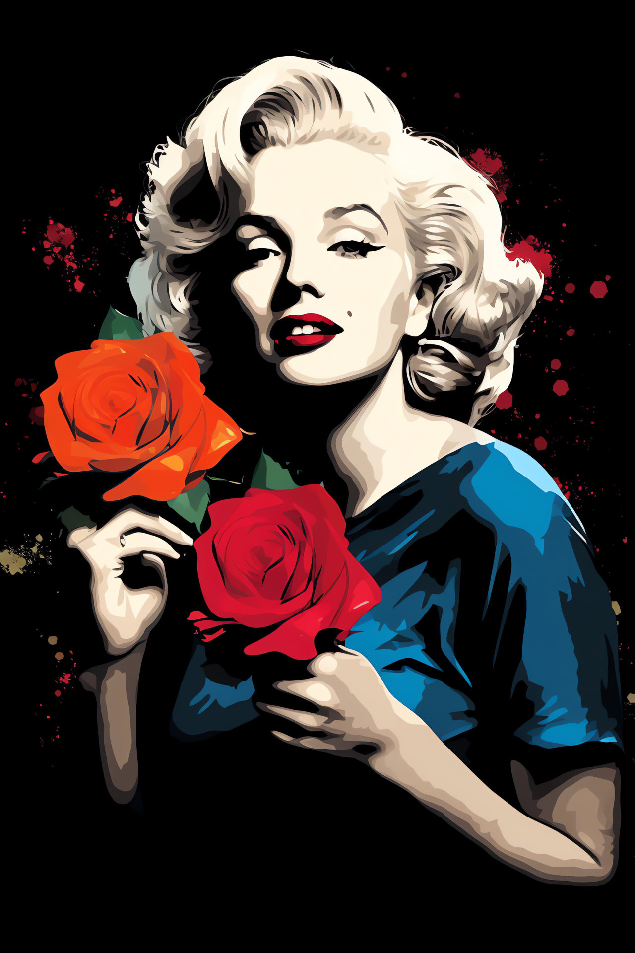 Marilyn Monroe, Cinematic allure, Entertainer's portrait, Romantic flower, Palette brilliance, HD Phone Image