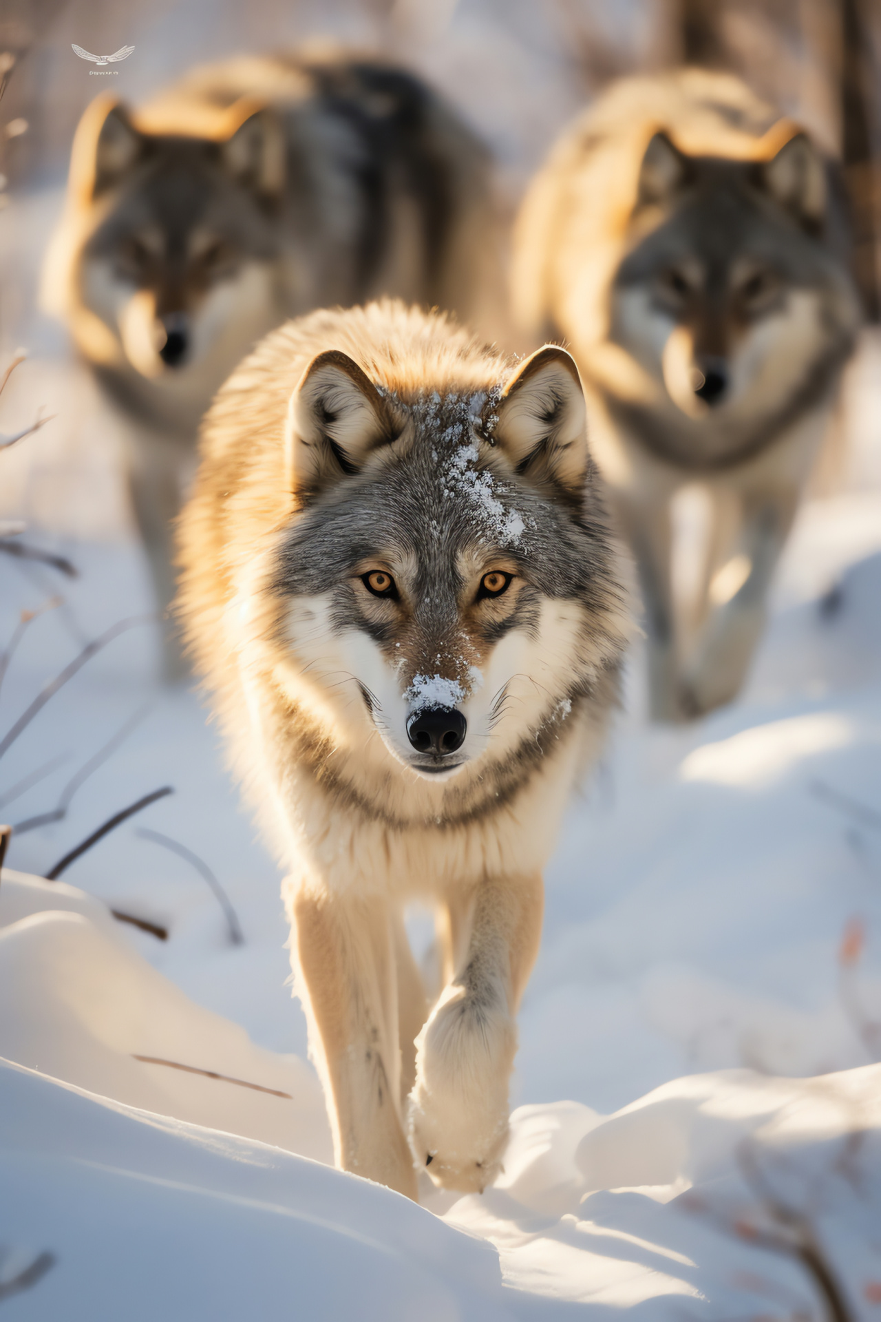 Siberian wolves, Taiga ecosystem, Amber gaze, Canine pack, Russian wilderness, HD Phone Image