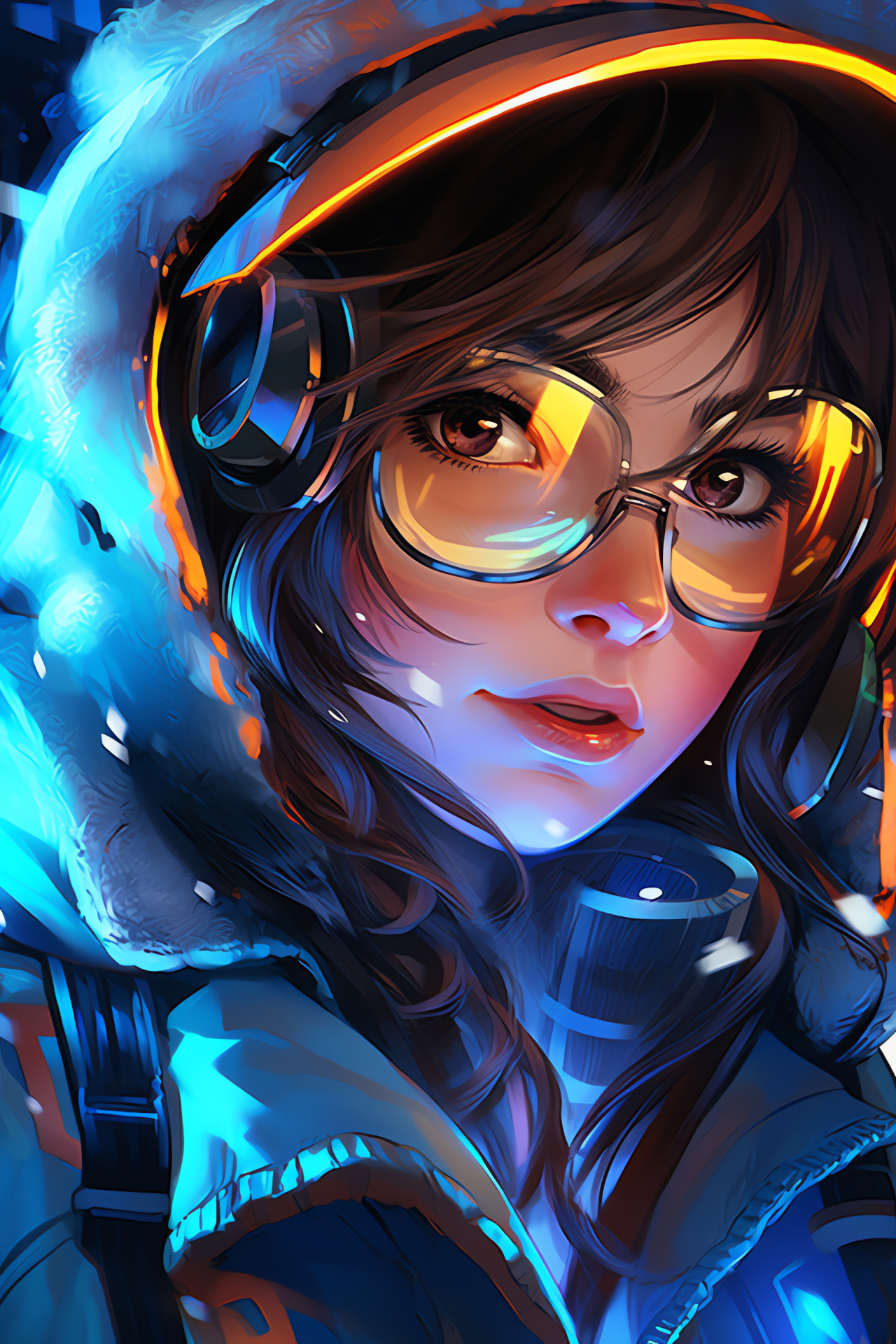 Overwatch Mei at Volskaya, focused character moment, ice survival skill, industrial Russian map, powerful stance, HD Phone Wallpaper