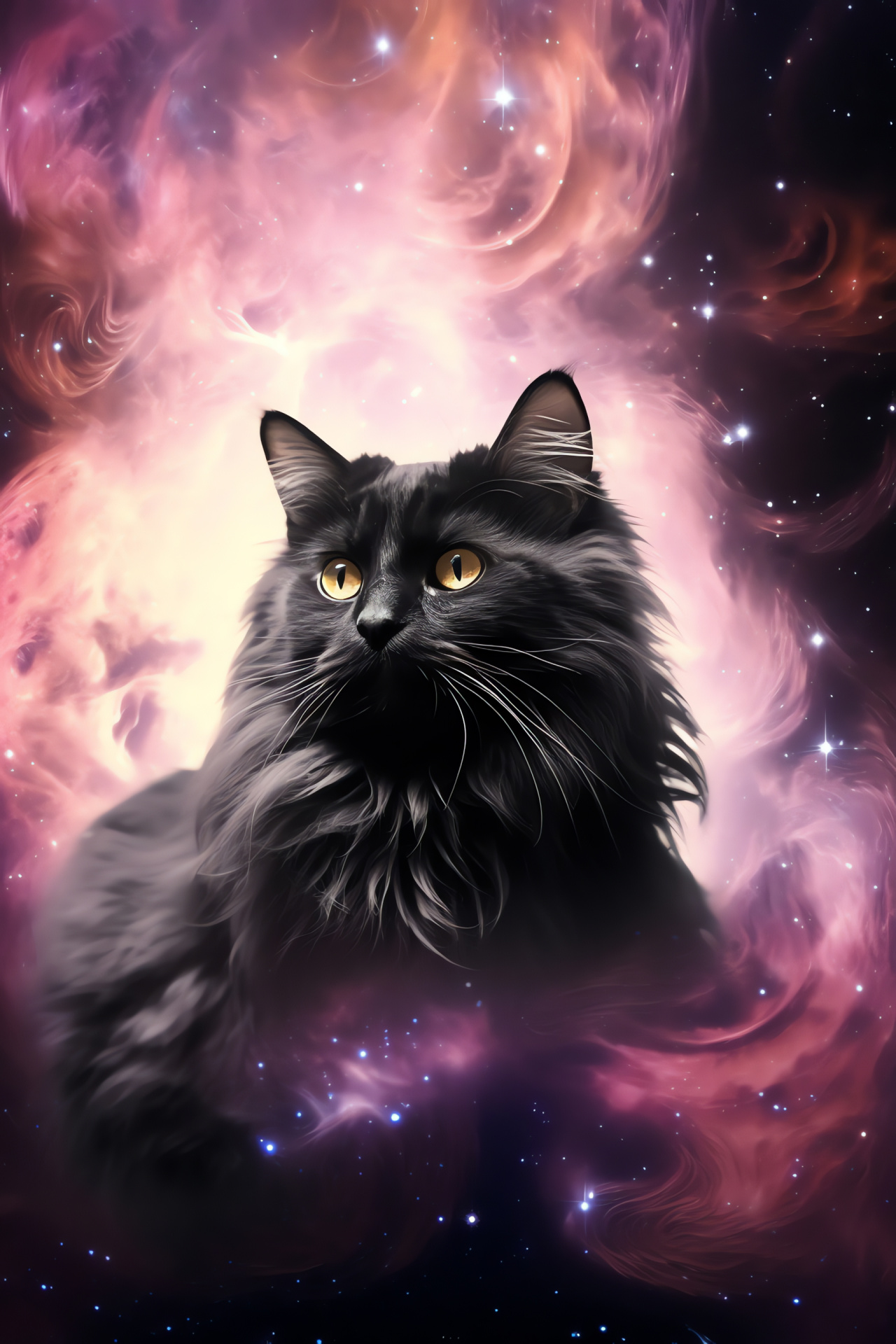 Feline astronauts, Science fiction felines, Cosmic kittens, Starlight fantasy, Interstellar cats, HD Phone Wallpaper