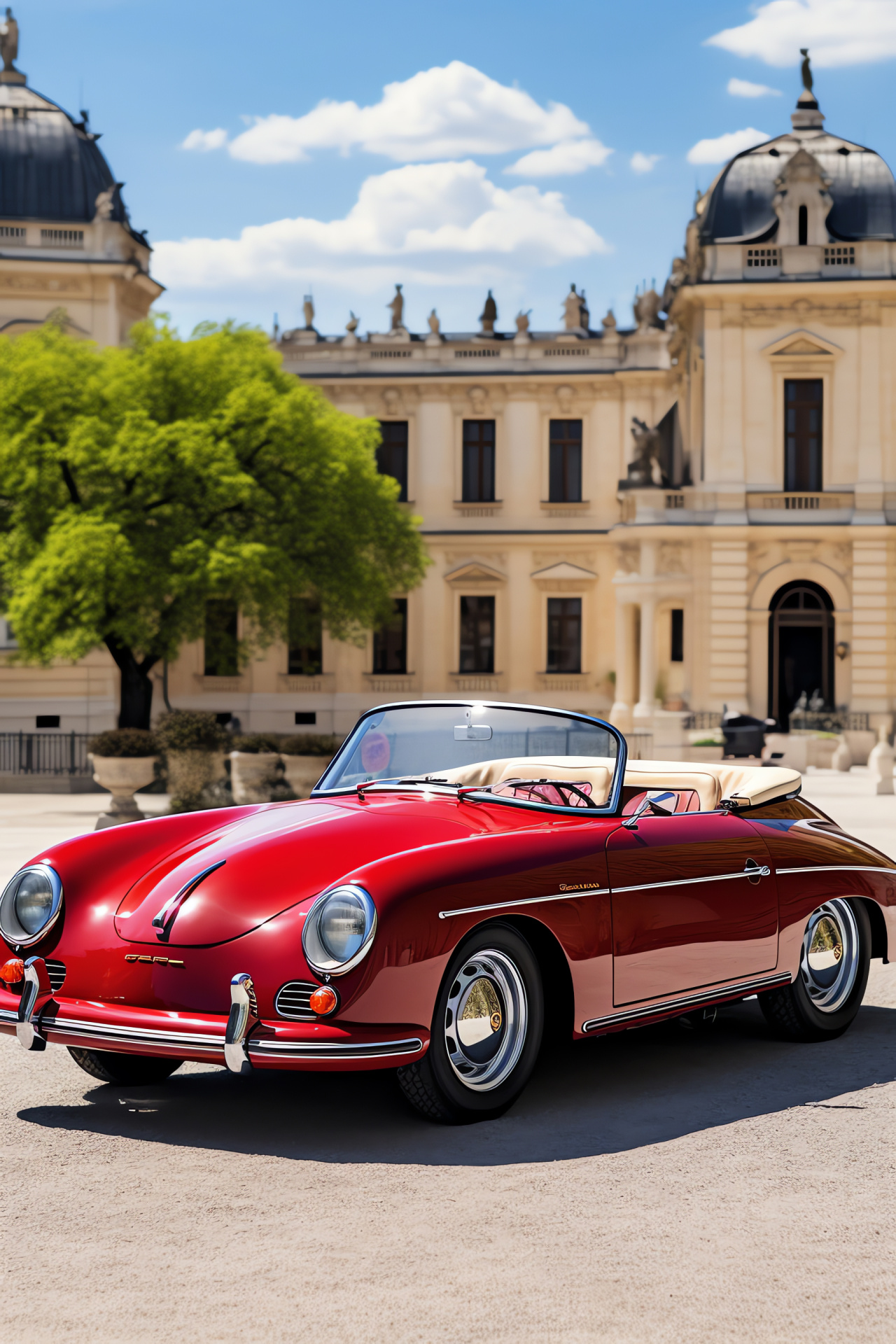 Porsche Cabriolet in Vienna, Historic city backdrop, Austrian palace setting, Convertible sophistication, Schnbrunn elegance, HD Phone Image