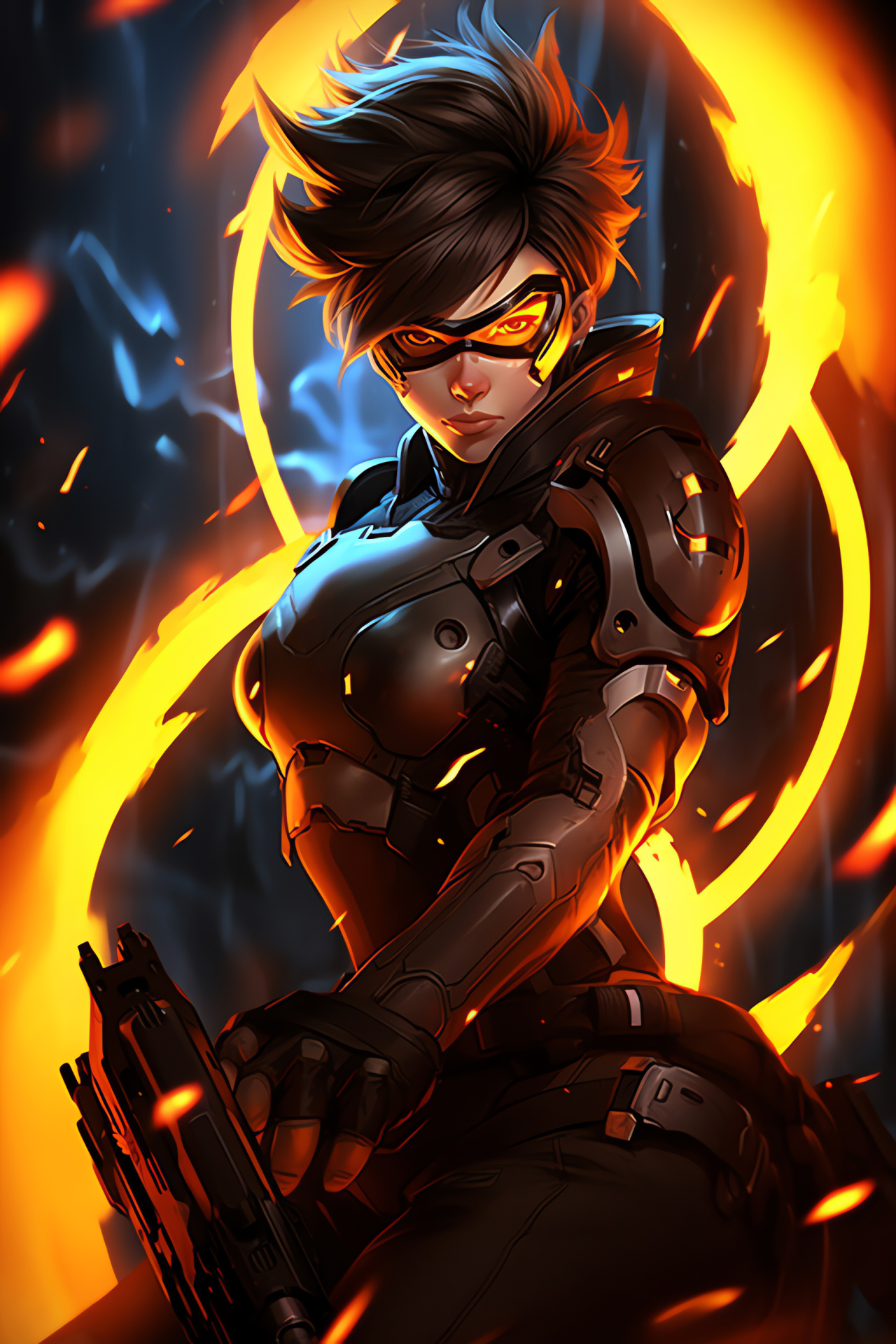 Time-controller Tracer, Overwatch cosmology, Heroic stature, Graphic element, Gaming culture, HD Phone Wallpaper