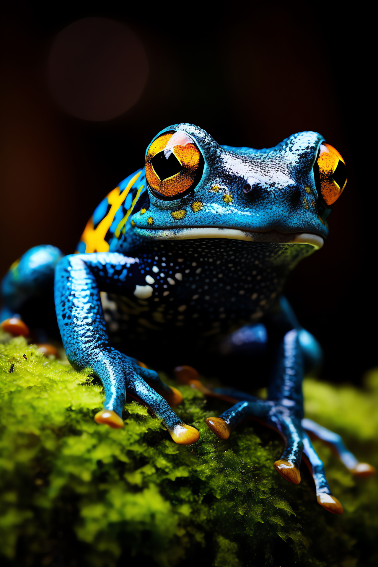 Exotic Tree Frog, vibrant nocturnal eyes, dusk-hued amphibian, forest moisture, HD Phone Image