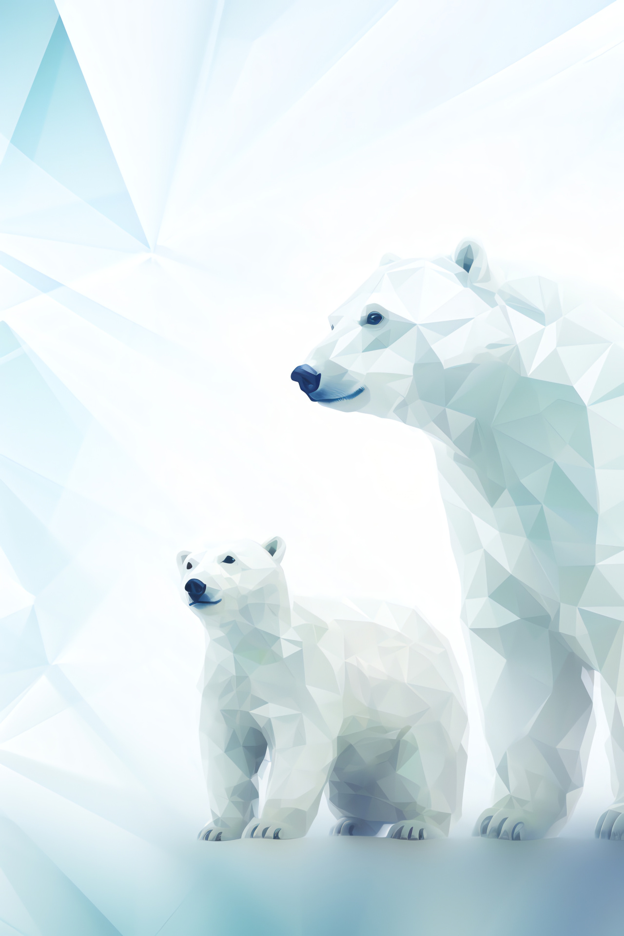 Northern species family, cold climate animals, Arctic wildlife, serene aura, patterned canvas, HD Phone Image