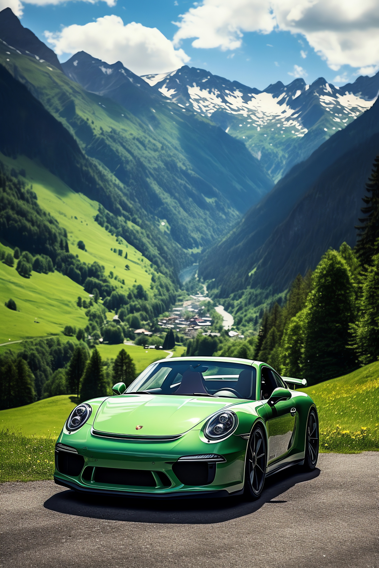 Porsche GT3, Swiss mountain roads, Challenging driving conditions, Alpine driving adventure, Engineering prowess, HD Phone Image