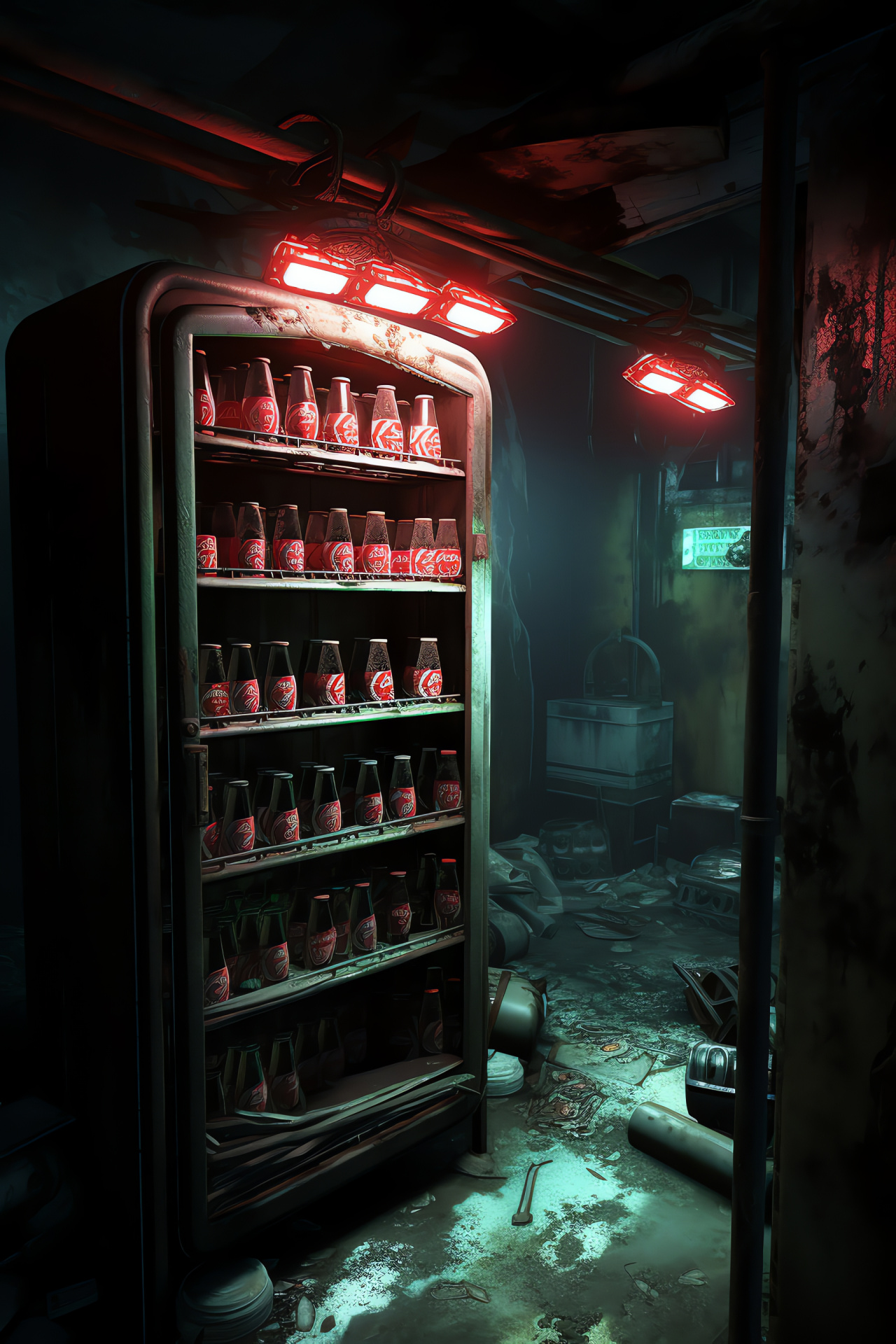 Nuka Cola paraphernalia, Apocalyptic survival, Shelter resident, Beverage stockpile, Gaming memorabilia, HD Phone Wallpaper