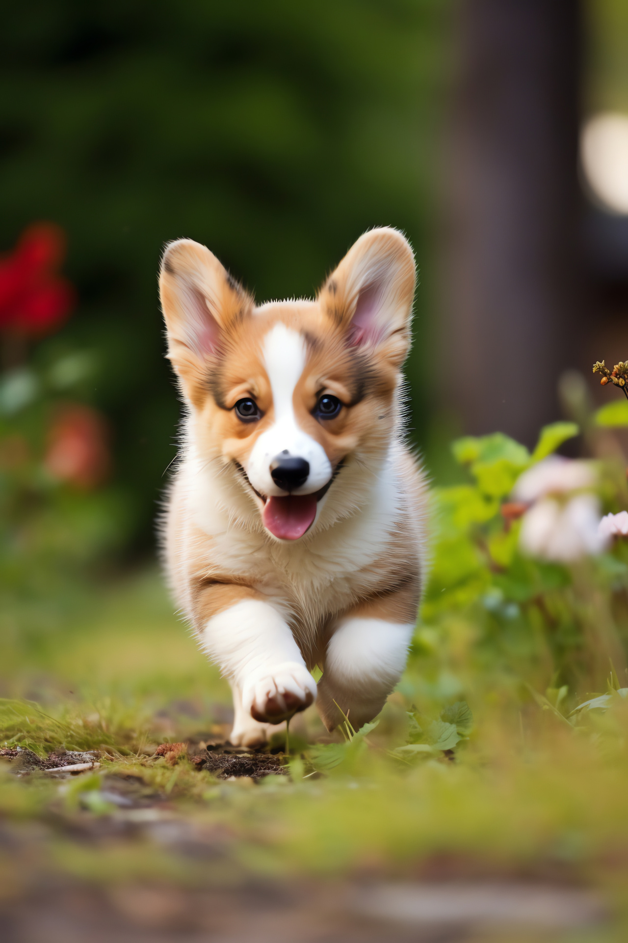 Corgi puppy, Low-set sturdy physique, Fluffy orange and white fur, Herding dog breed, Young pup with black markings, HD Phone Wallpaper