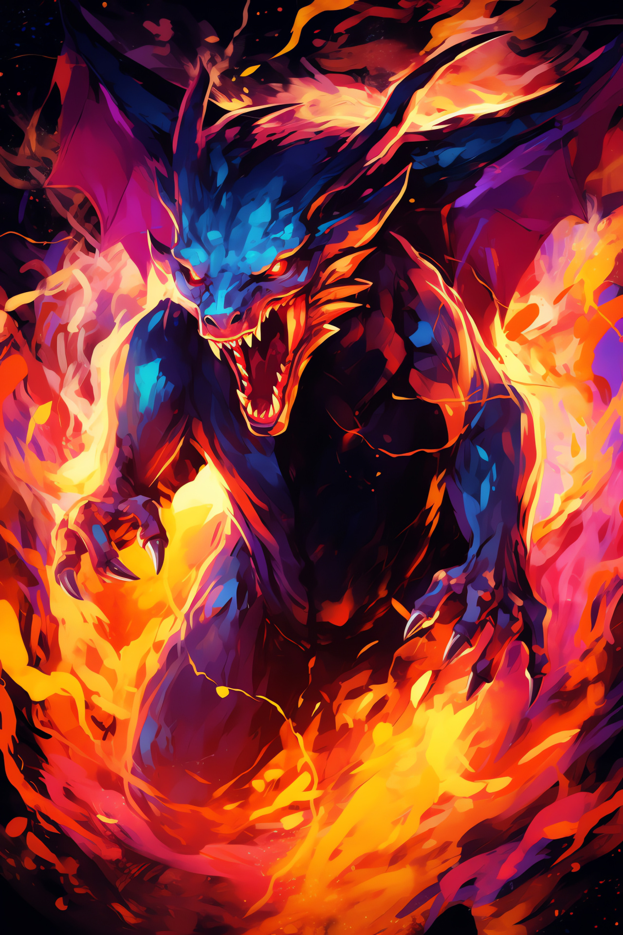 Mega Charizard, gaming evolution, amber wings, azure gaze, draconic might, HD Phone Wallpaper