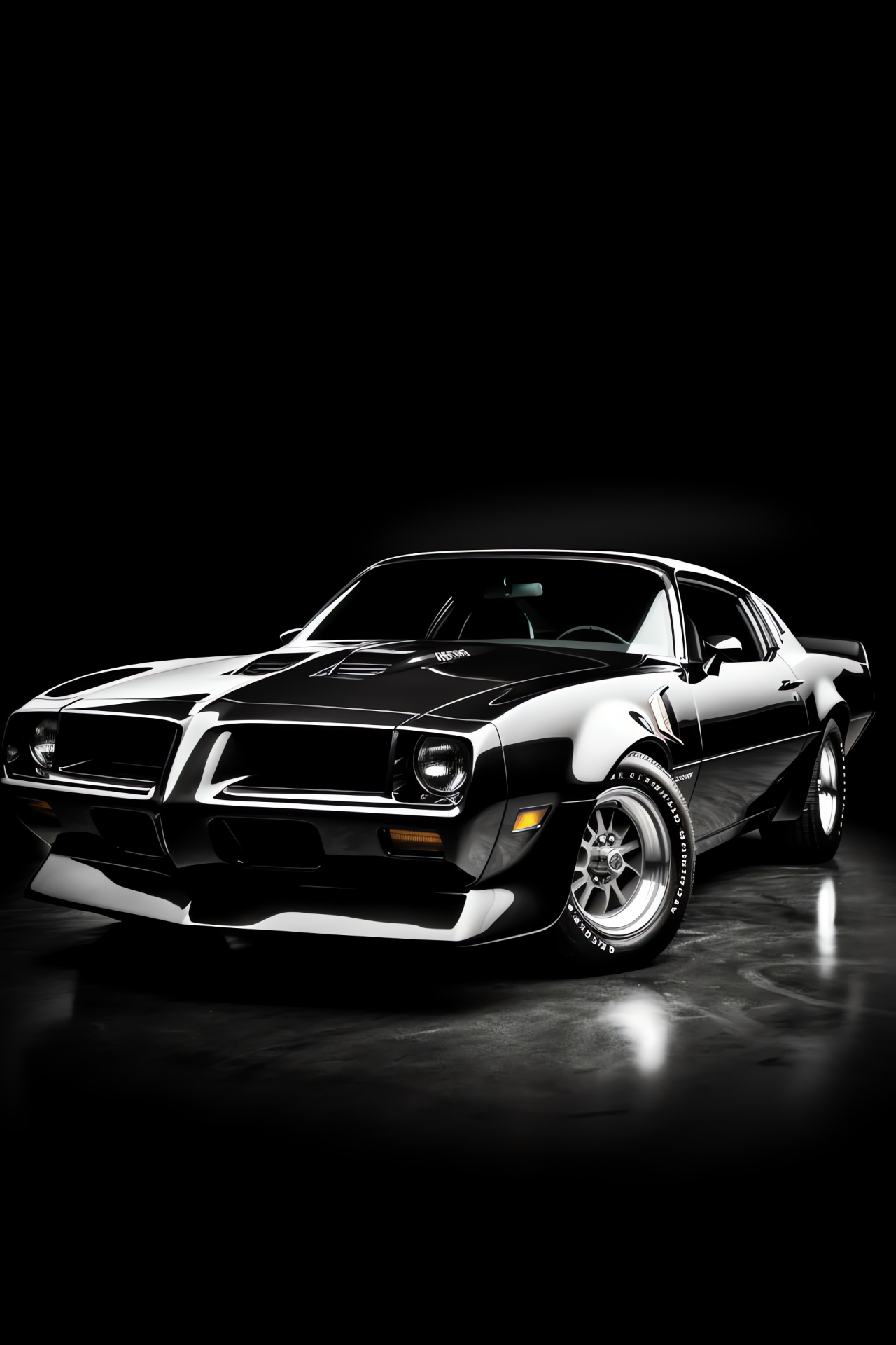 Pontiac Firebird Trans Am 1984, Monochrome backdrop, Modern classic, Vehicle nostalgia, Design evolution, HD Phone Image