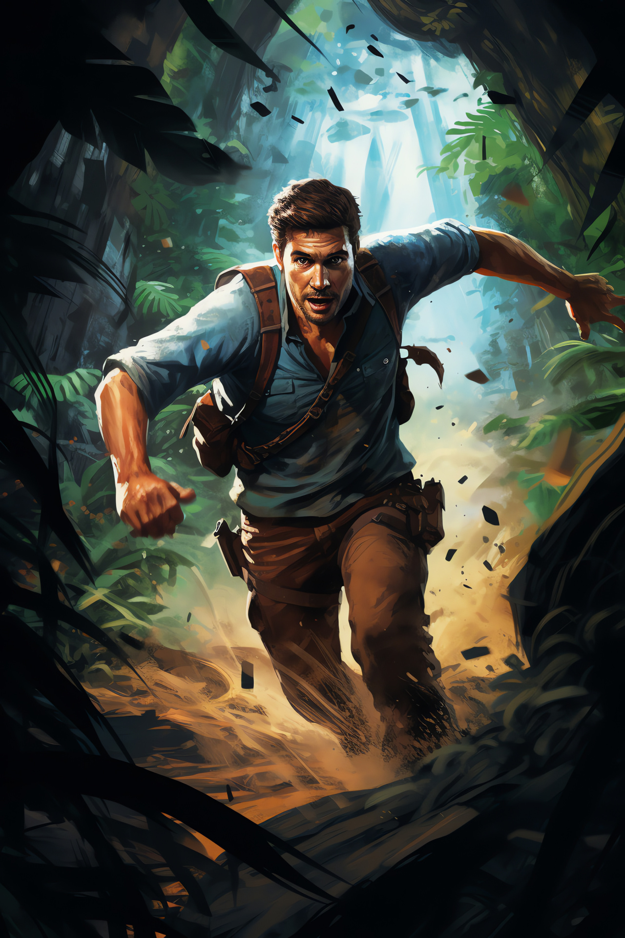 Gaming icon Nathan Drake, Jungle escapade, Virtual quest, Heavy undergrowth, Stealthy navigation, HD Phone Wallpaper