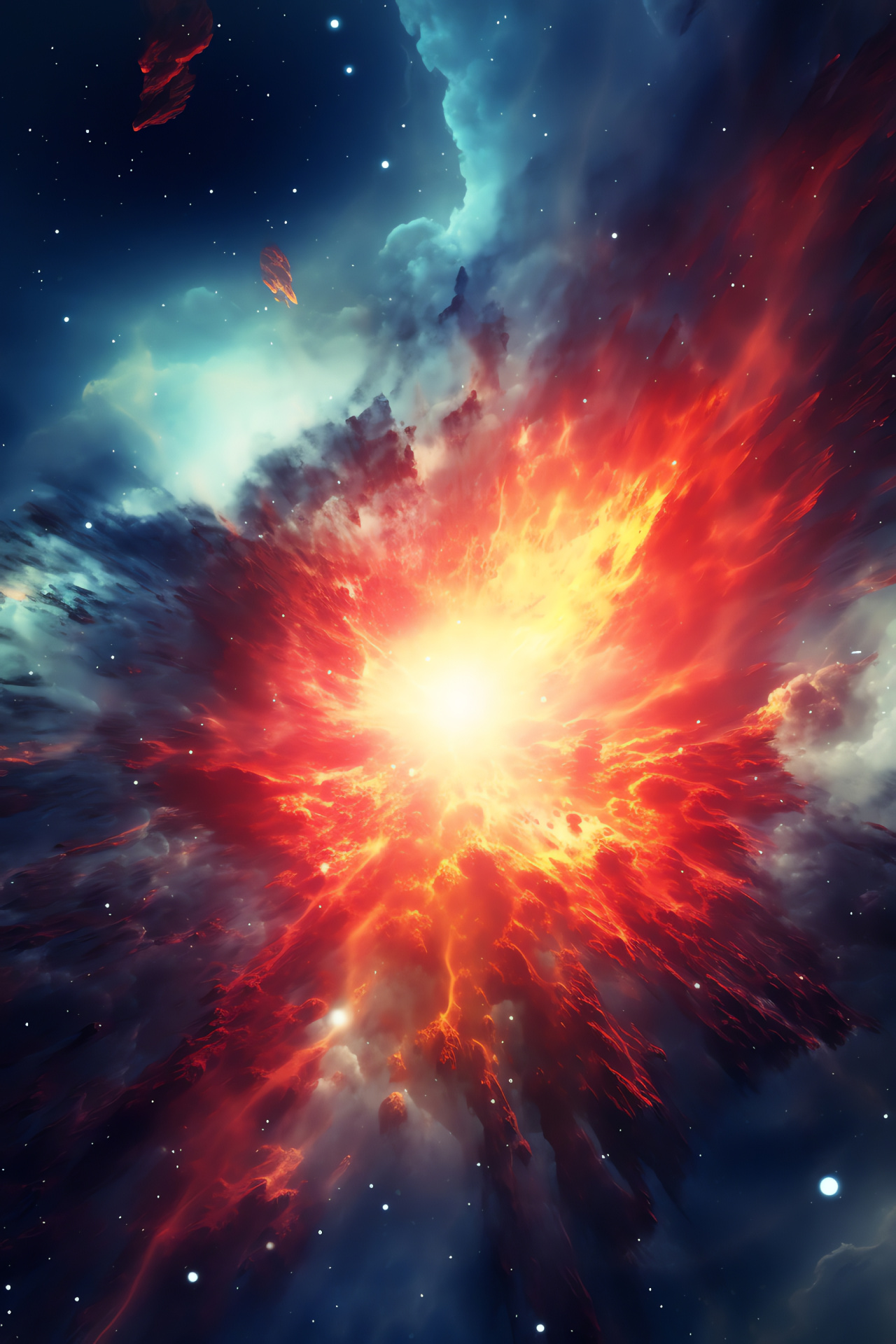 Astronomical event, cataclysmic star, energetic supernova, celestial drama, cosmic hues, HD Phone Wallpaper