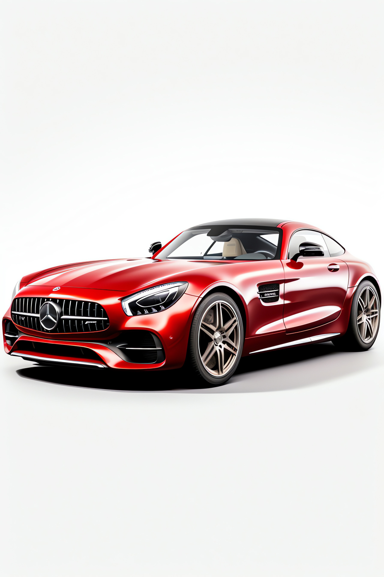 Glossy Red Mercedes-Benz AMG GT, Broad view exposure, Monochromatic setting, Luxury sports car, AMG GT elegance, HD Phone Wallpaper