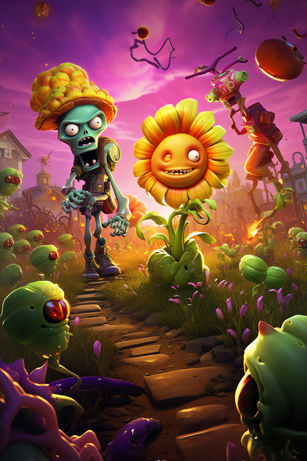 Plant forces team, Kernel Corn leader, Nurturing Sunflower, Agile Peashooter, garden warriors, HD Phone Wallpaper