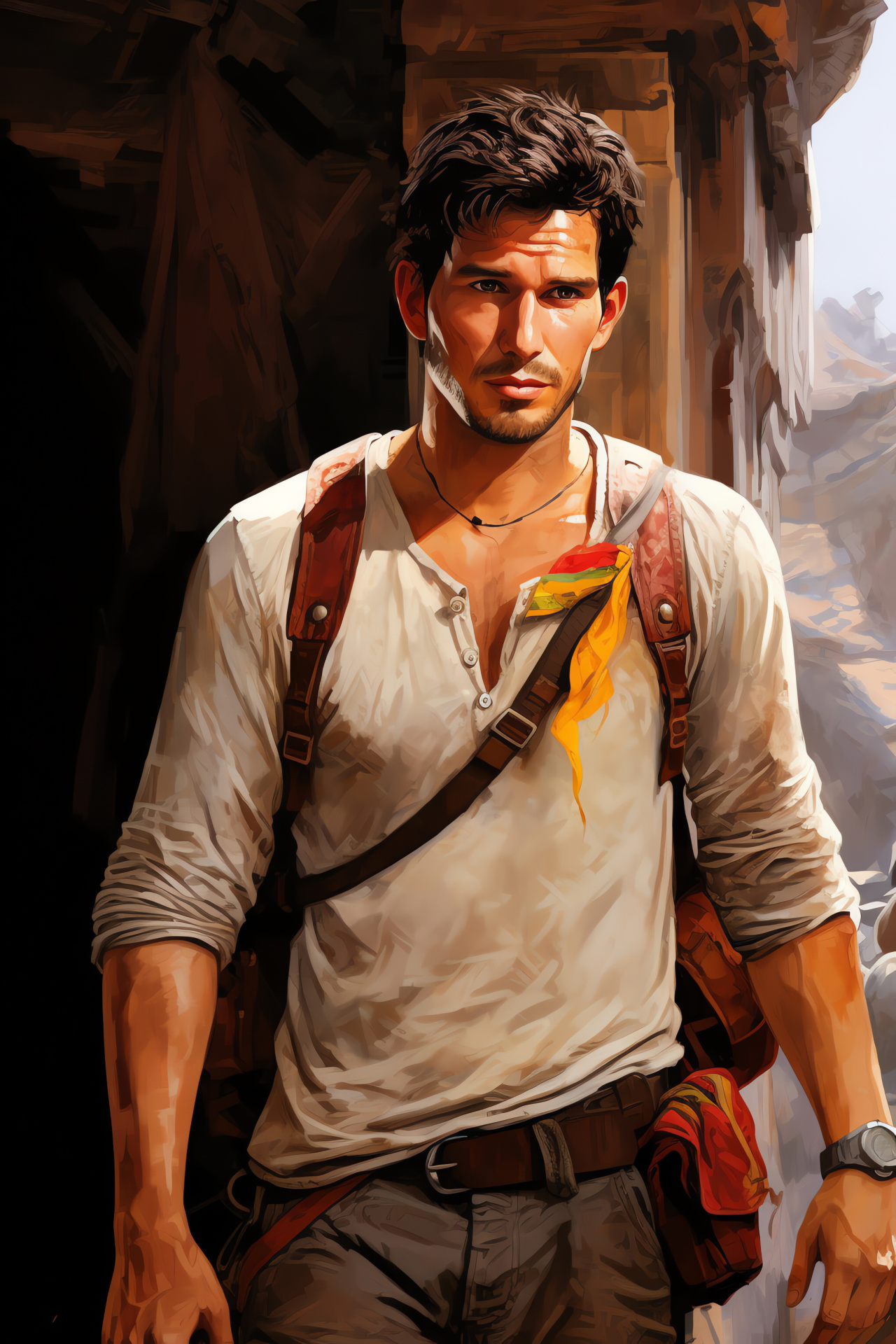 Uncharted 2s monastery, Enigmatic Drake, Himalayan cloistral mystery, Hidden tapestries, Ancient secrets uncovered, HD Phone Wallpaper