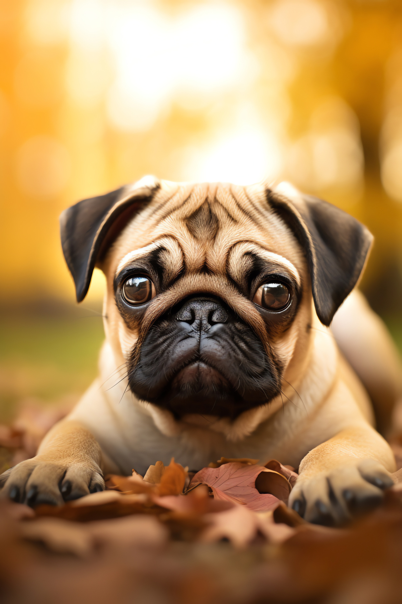 Pug breed, facial expression, domestic dog, home comfort, animal eye contact, HD Phone Wallpaper